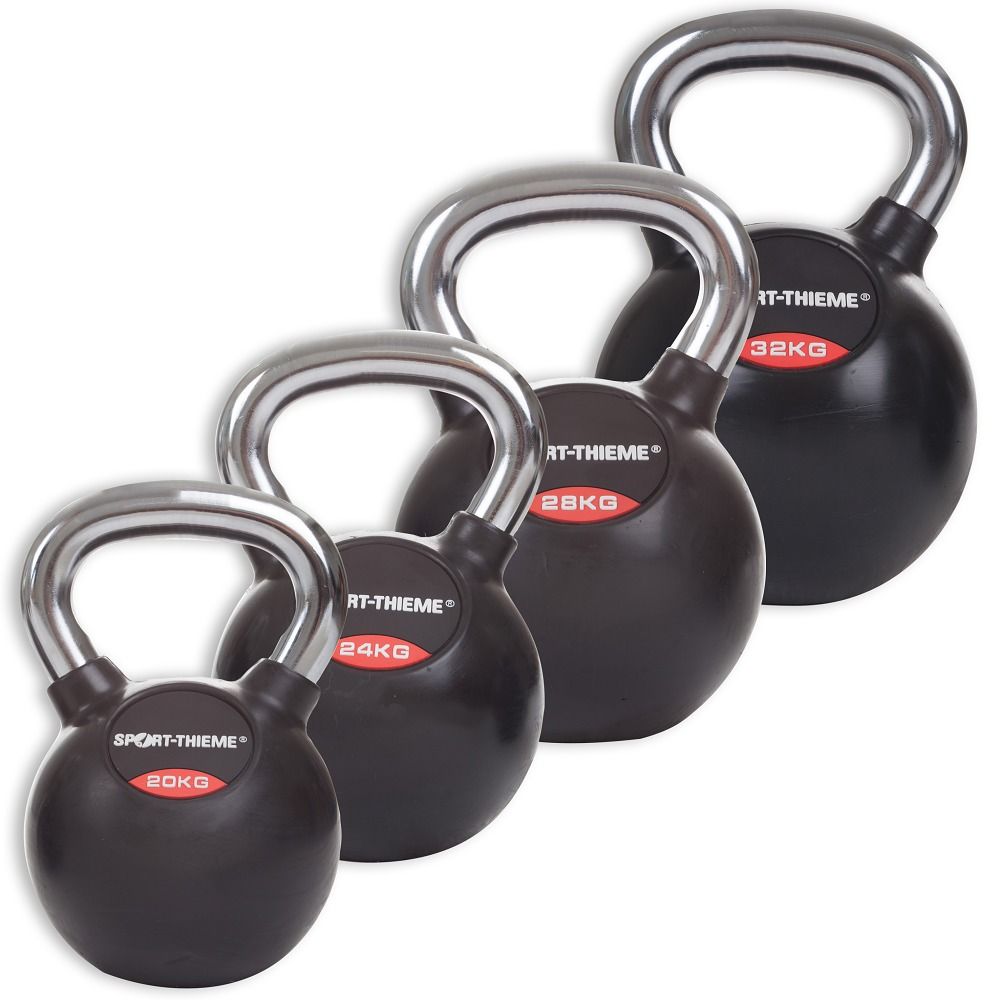 Sport-Thieme Kettlebell-Set Gummiert mit glattem Chrom-Griff 1 St