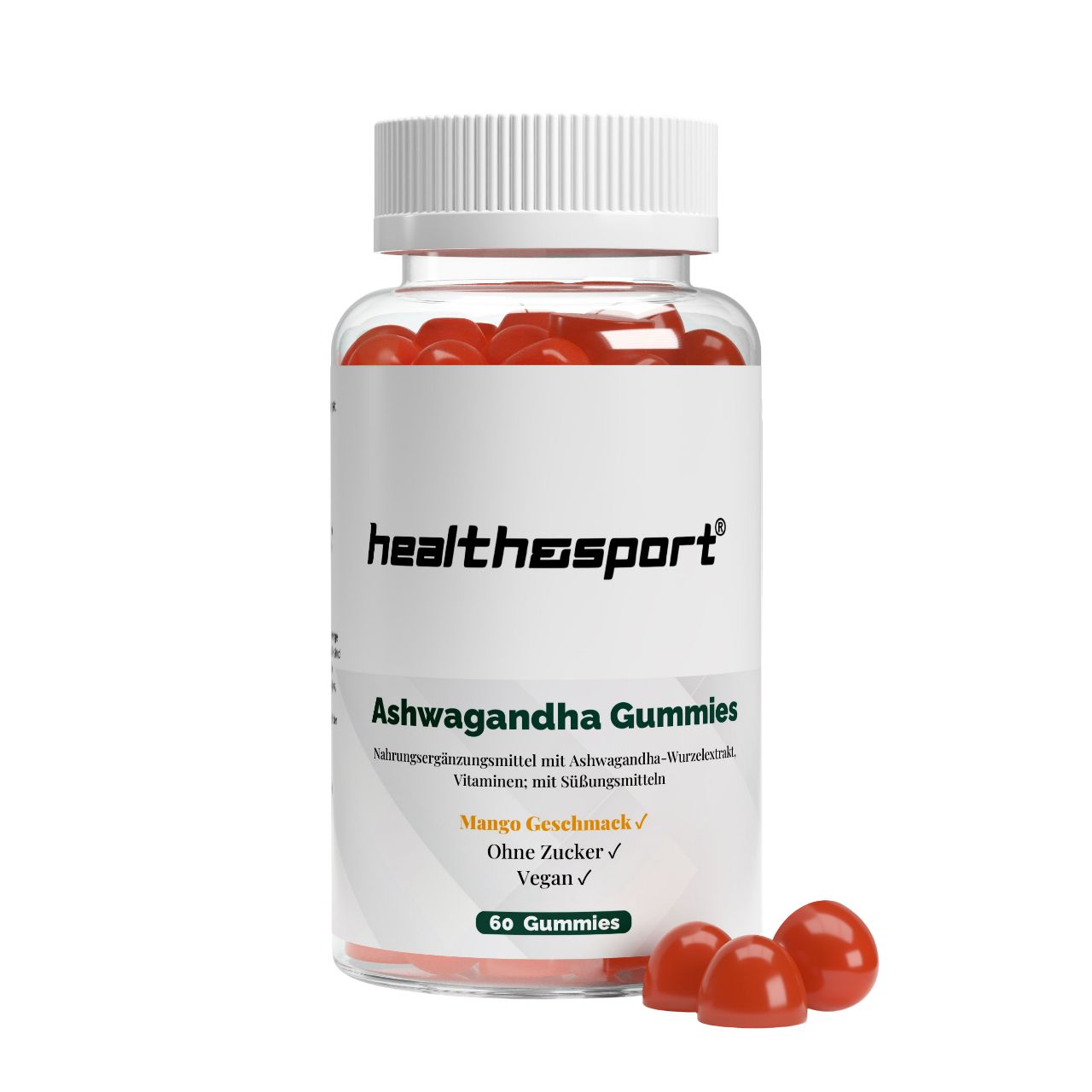 Health & Sport Ashwagandha + Vitamin B6 Mango Gummies – Energie Vitalität 60 St Fruchtgummi