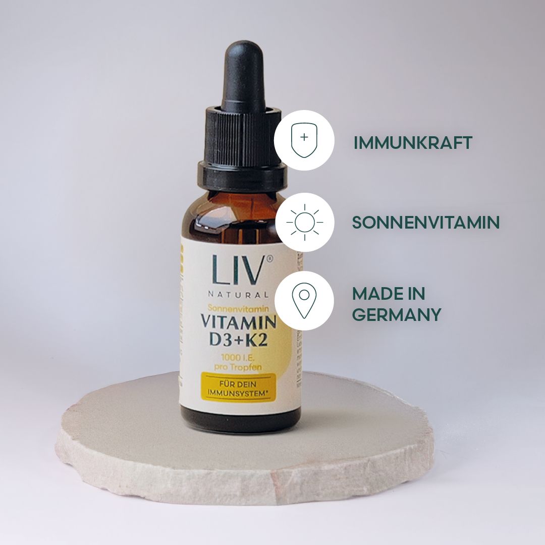 LIV Vitamin D3 + K2 Tropfen hochdosiert 100 % natürlich ohne Zusatzstoffe