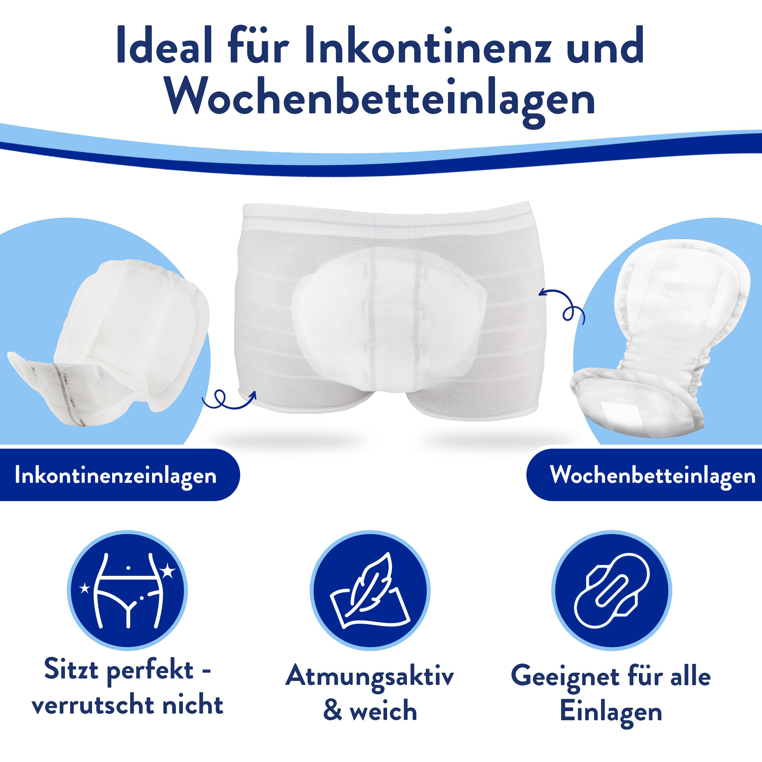 Harmony Care® Fixpants Premium - extra weiche Netzhosen bei Inkontinenz und Wochenbett - Fixierhosen