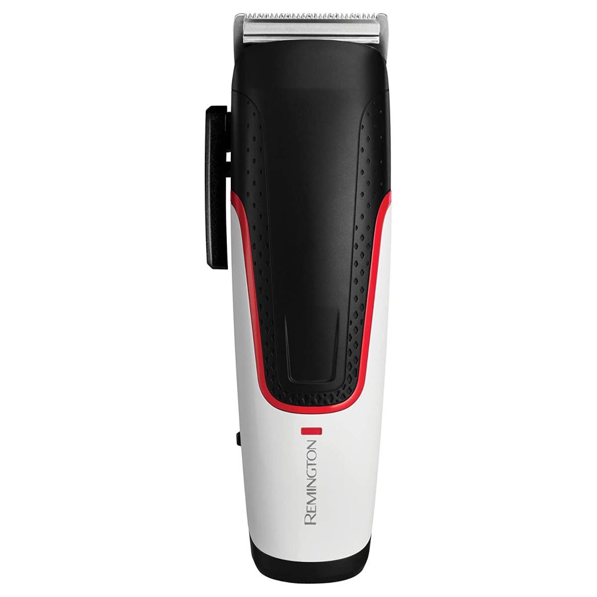 Haarschneider Remington HC500 Nero, Bianco. Weißes Gehäuse mit schwarzem Mittelteil und roter Umrandung. Marke Remington.