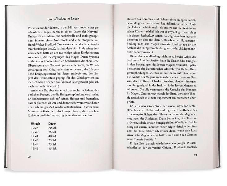 Buch, offene Doppelseite. Text in deutscher Sprache. Kapitelüberschrift: "Ein Luftballon im Bauch".