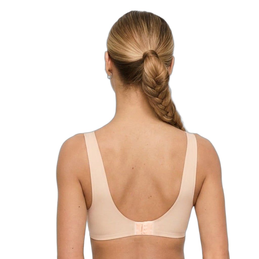 GymBeam Sport-BH nahtlos mit breiten Trägern und Reißverschluss hinten Beige