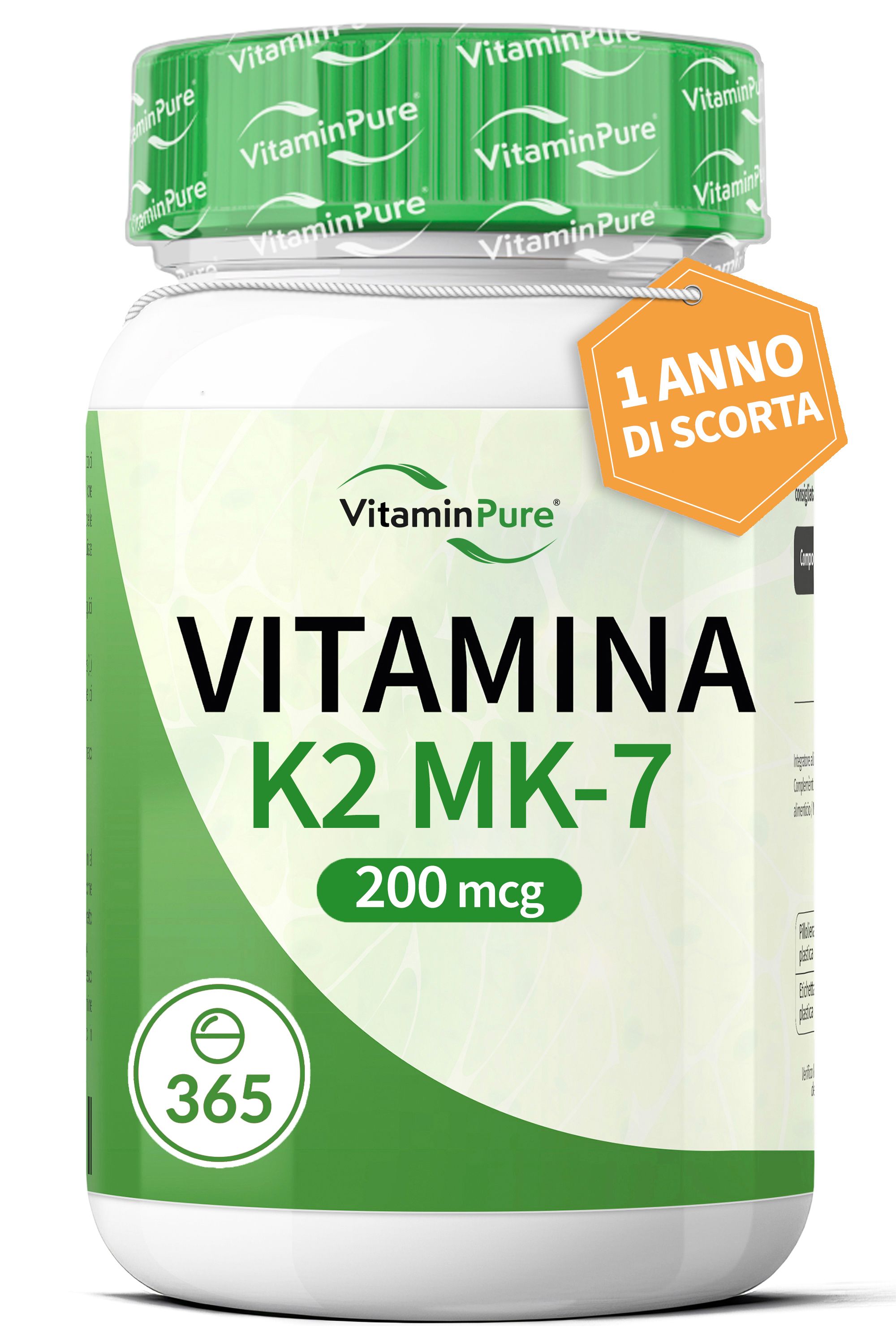 Vitamina K2 MK-7 Alto Dosaggio per Ossa e Coagulazione, VitaminPure®