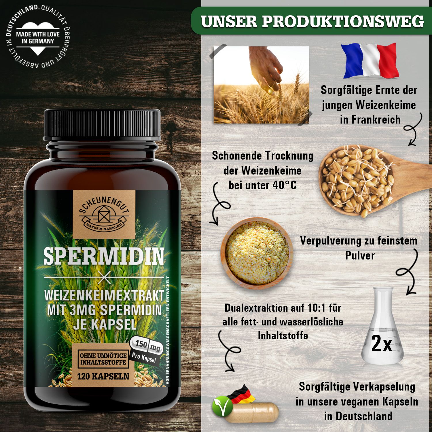 Scheunengut® Spermidin 3mg | Natürlich gewonnen aus Weizenkeimen