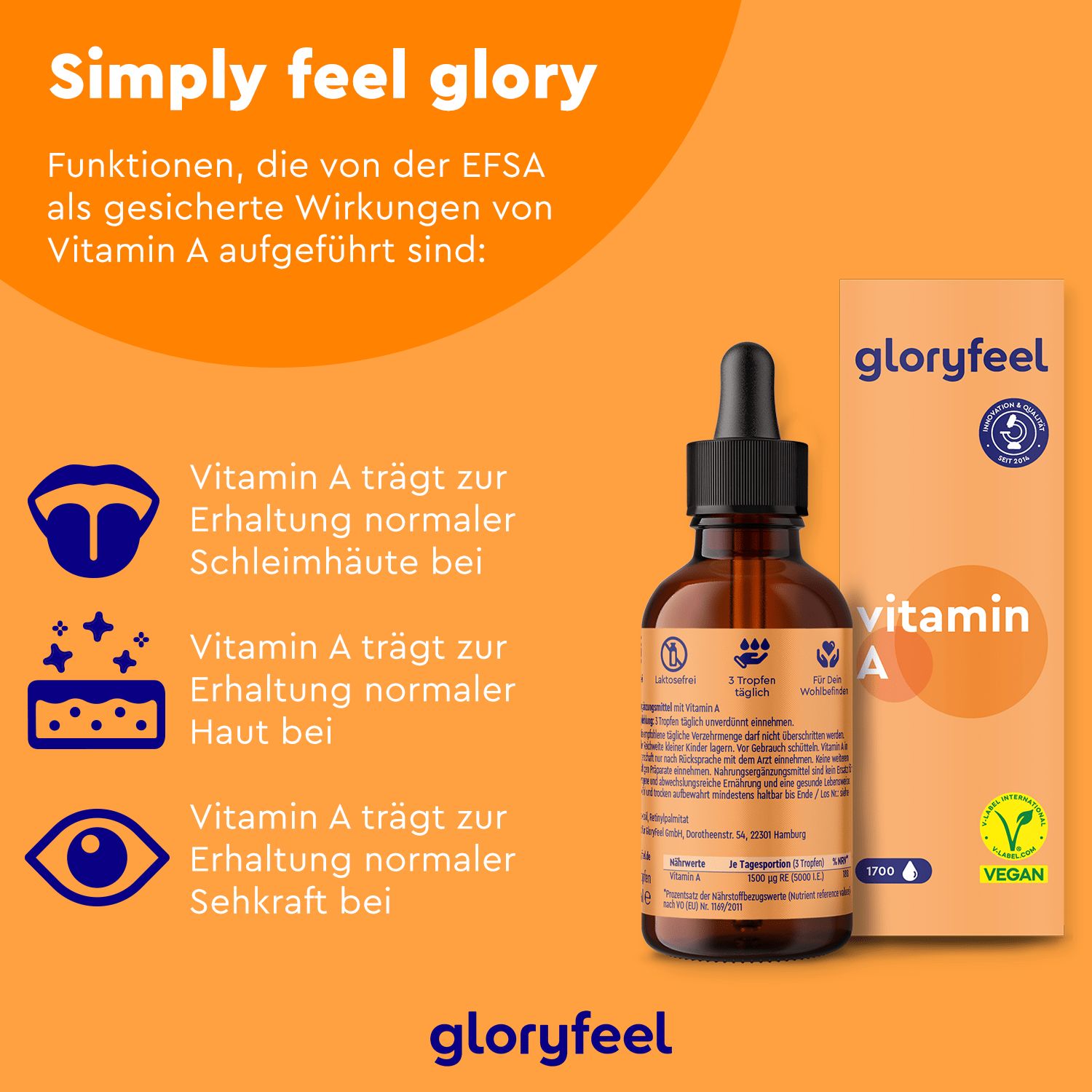 gloryfeel® Vitamin A 5.000 I.E. Tropfen Nature