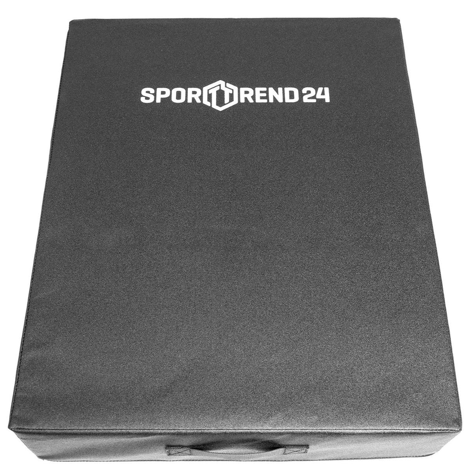 Schwarzes Drop Pad mit "Sporttrend24" Logo. Rechteckige Form. Mit Griff.