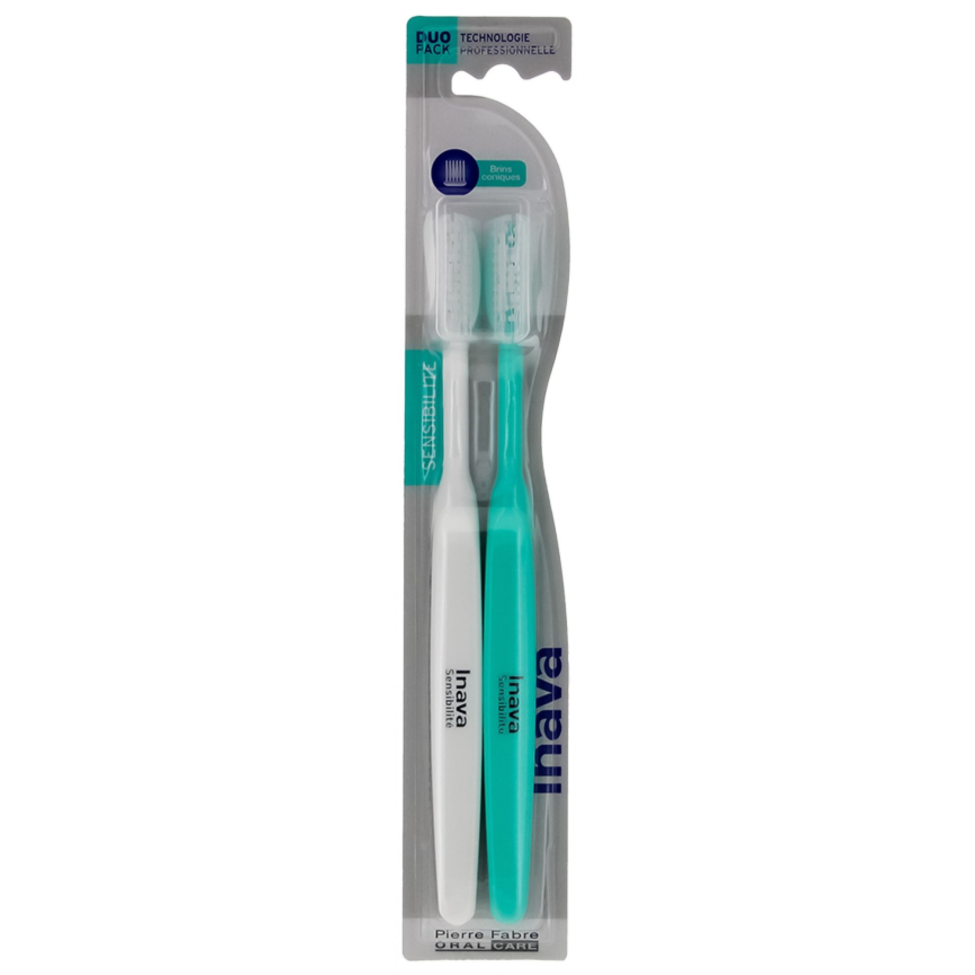 Inava Zahnbürste Sensitivität Konische Borsten Duo Pack (Farbe: Weiß) 4,3x3x24,5 cm