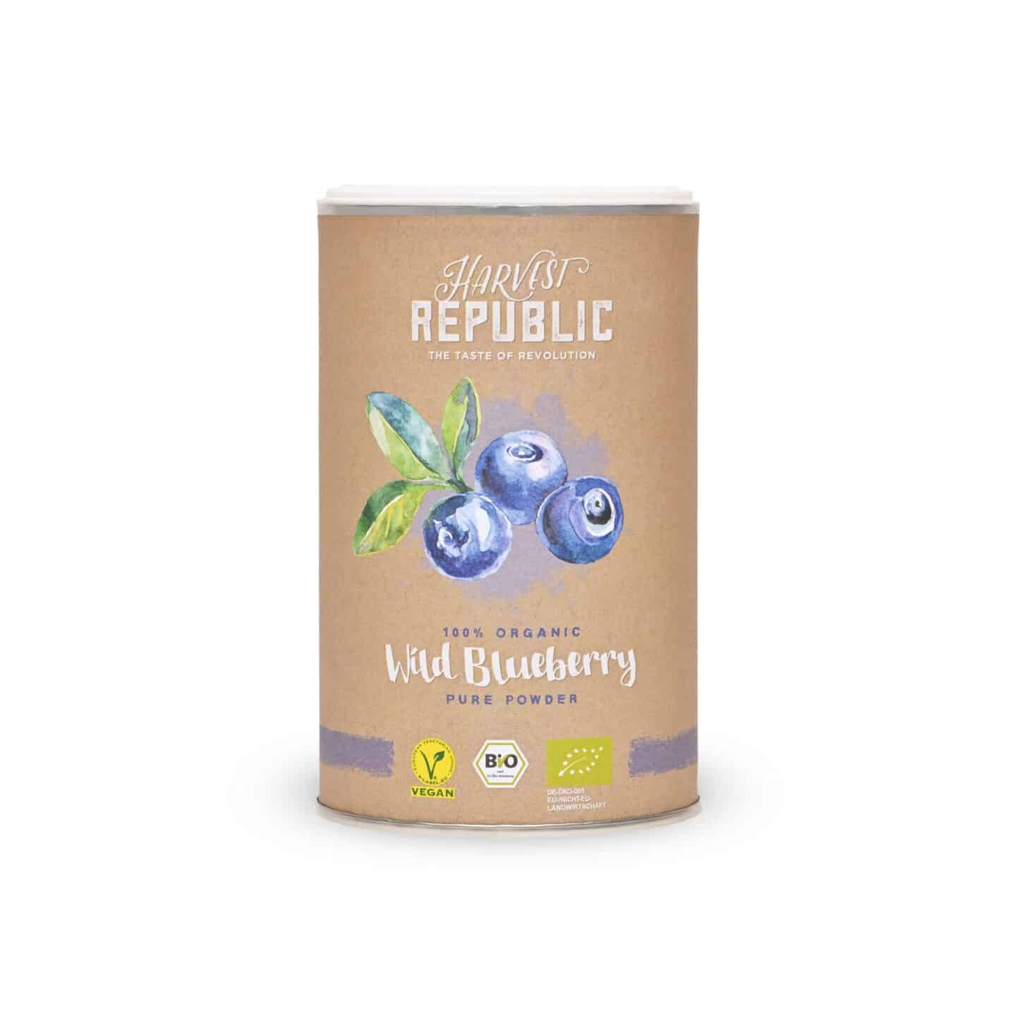 Harvest Republic Bio Wild Blueberry Fruit Powder, gefriergetrocknetes Wildheidelbeerpulver