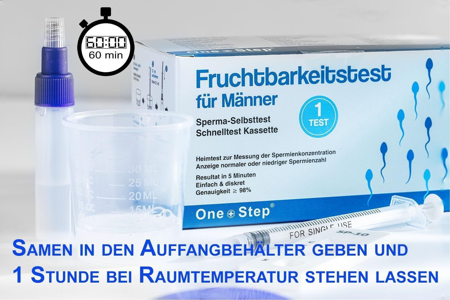 One+Step Fruchtbarkeitstest Sperma Test für Männer - Spermientest zu Hause 1 St