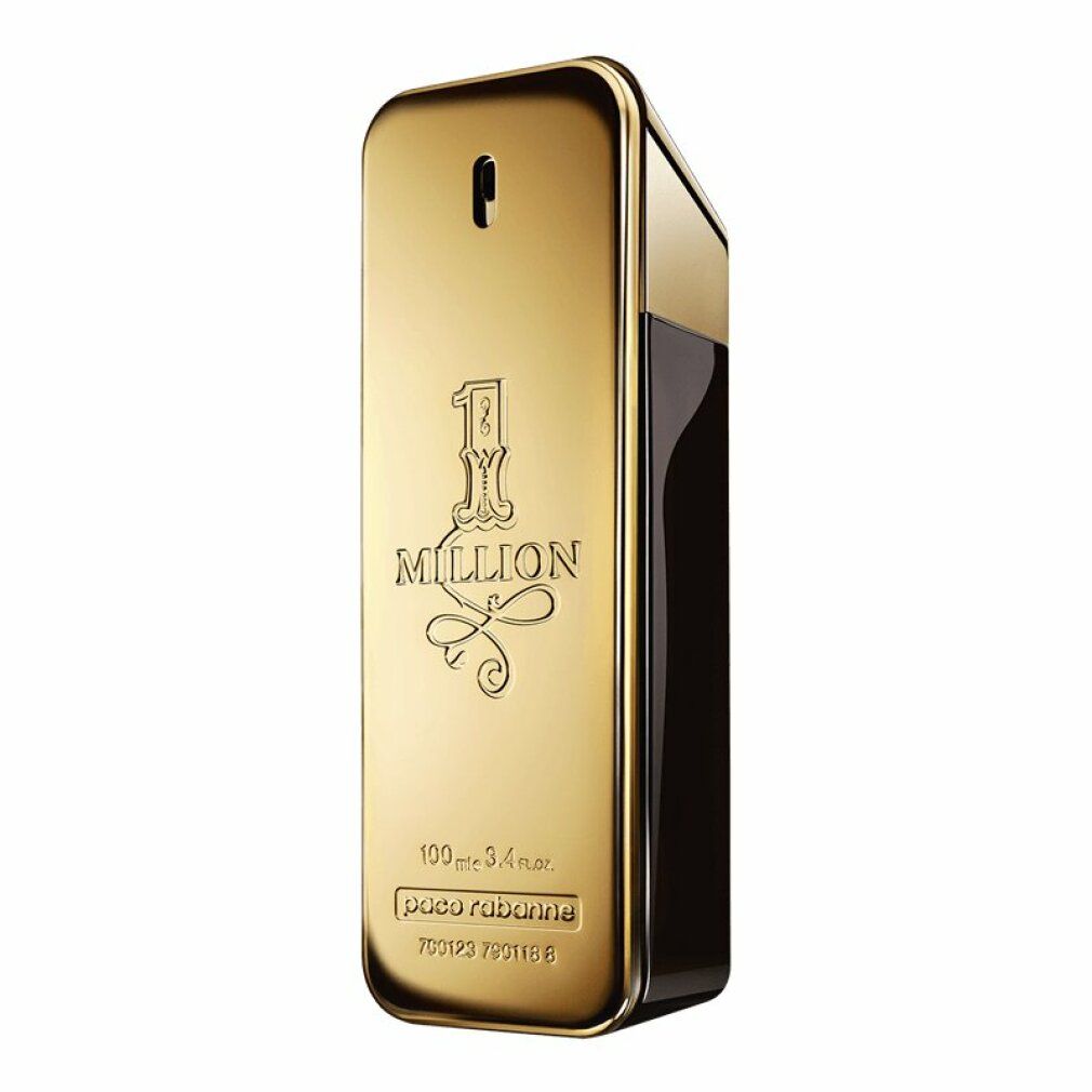 Goldfarbener Flakon mit "1 MILLION" Aufdruck. "paco rabanne" und 100ml.