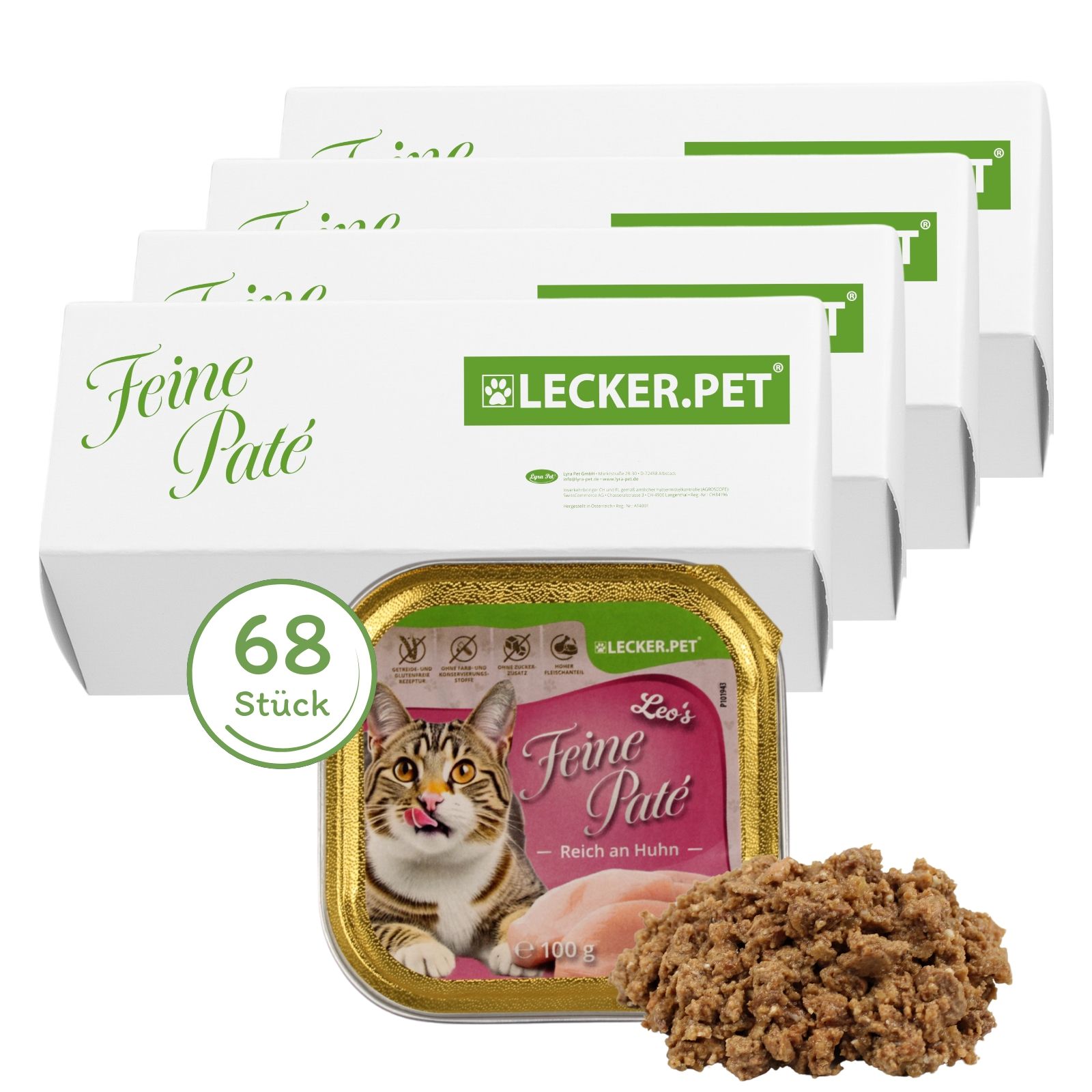 Lecker.Pet® Leo's Feine Paté Reich an Huhn Katzenfutter Nassfutter Vollnahrung 6,8 kg Nicht relevant