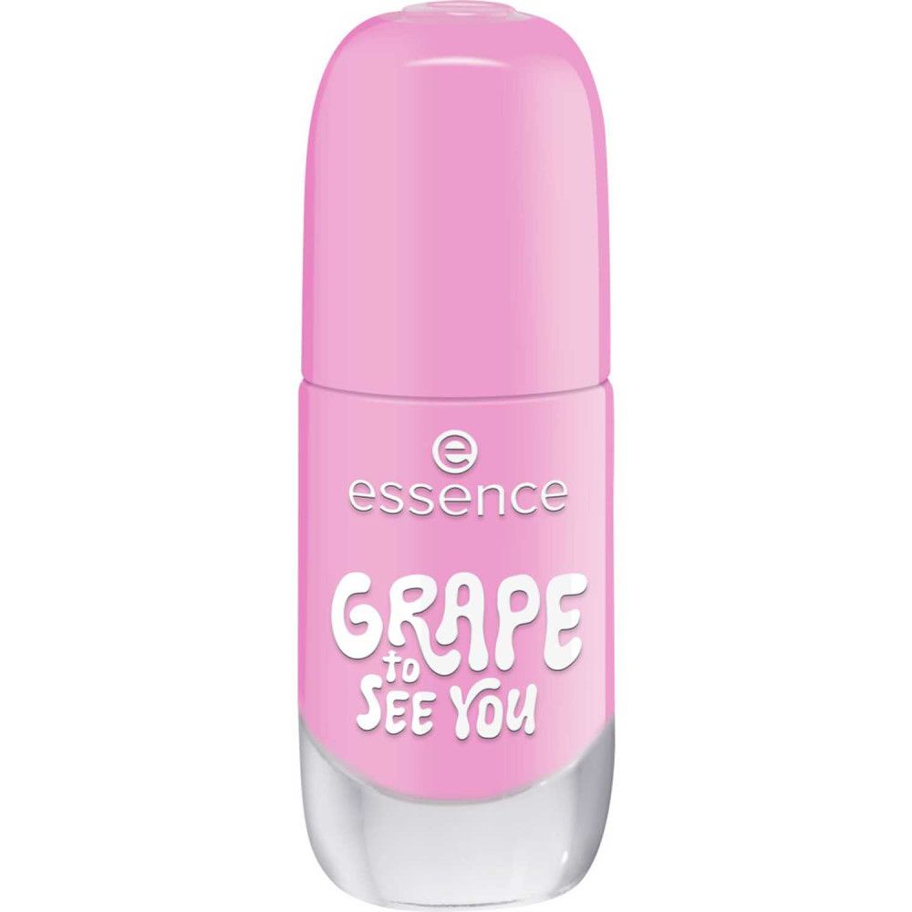 Essence Gel-Nagellack, rosa. Geschlossene Flasche. Aufschrift: Grape to See You.