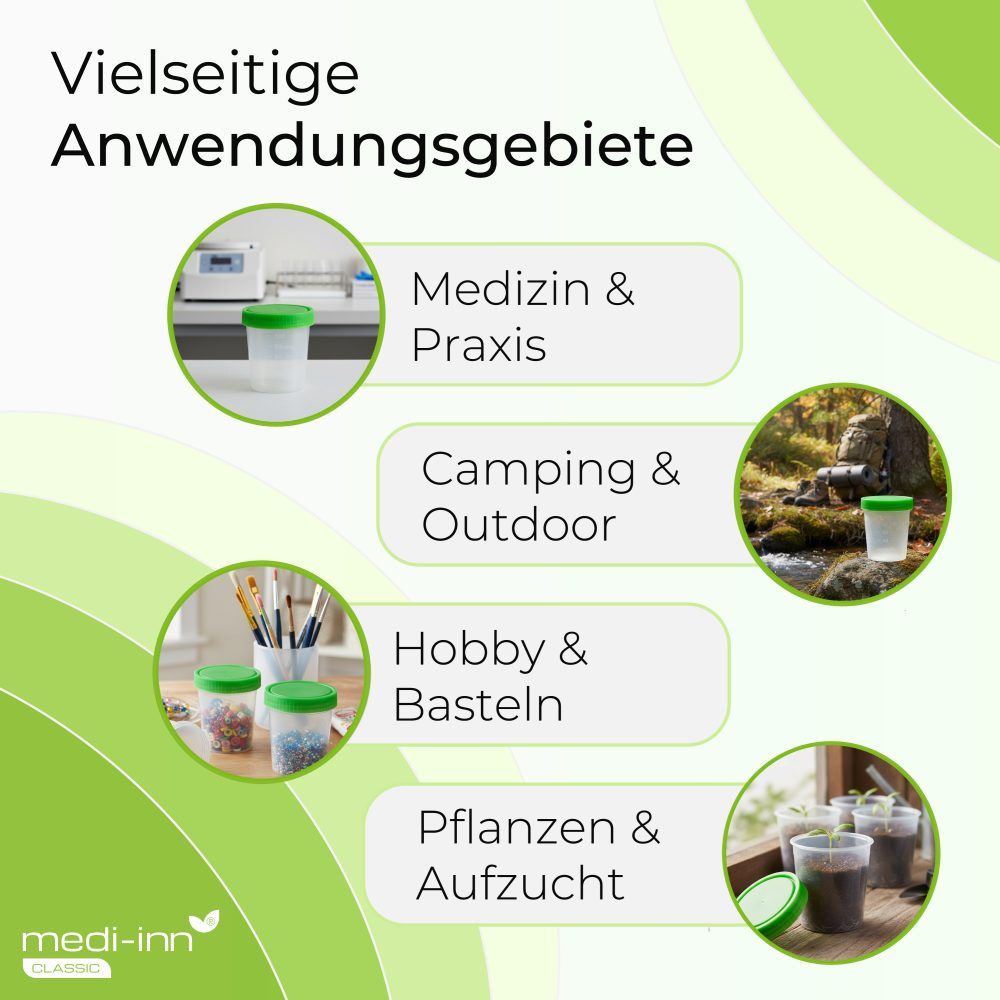 Medi-Inn Urinbecher mit Schraubdeckel, grün, mit Graduierung