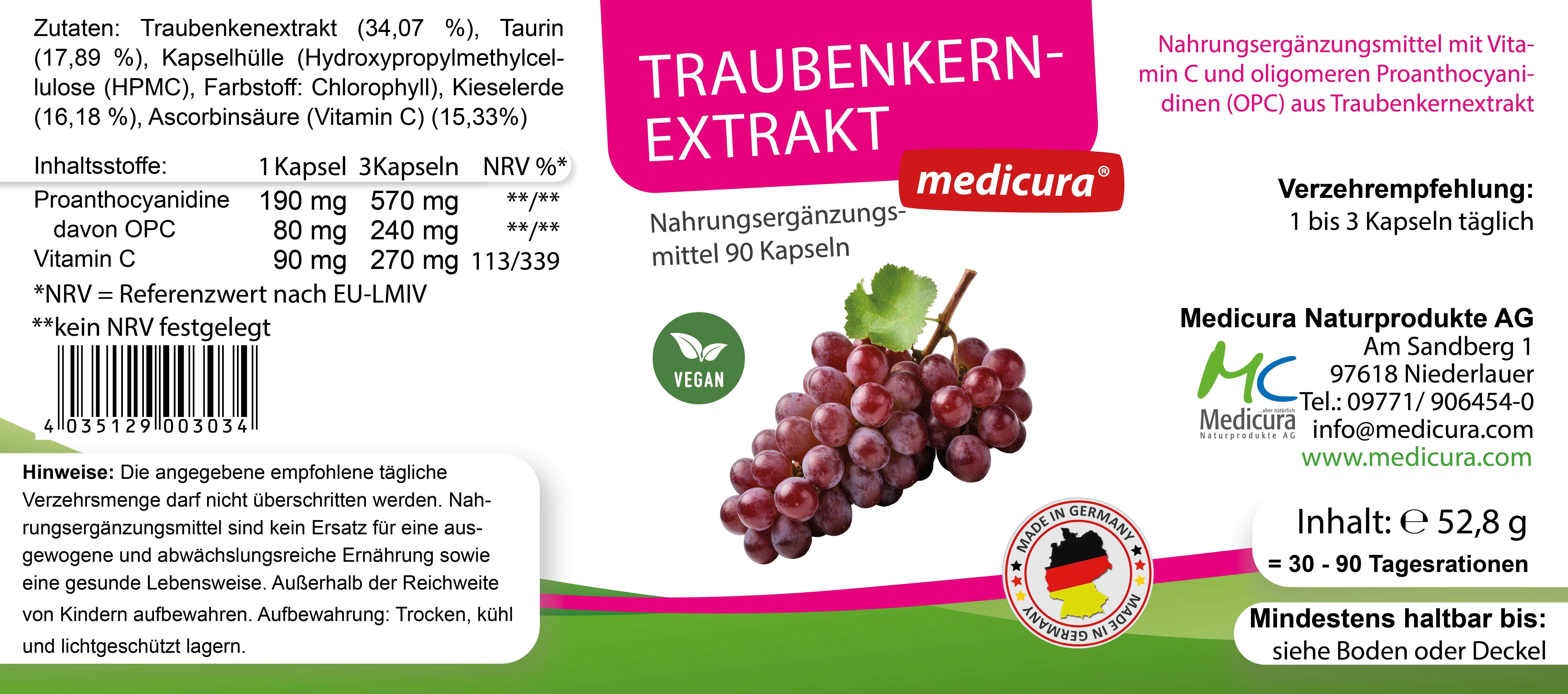 MEDICURA AG Traubenkernextrakt OPC