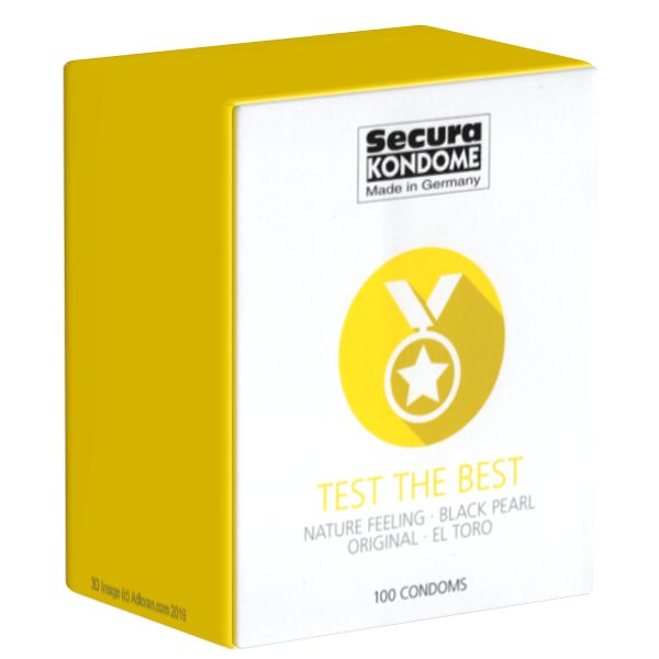 Secura *Test The Best* Sortiment mit Secura-Kondomen (vier beliebte Sorten)