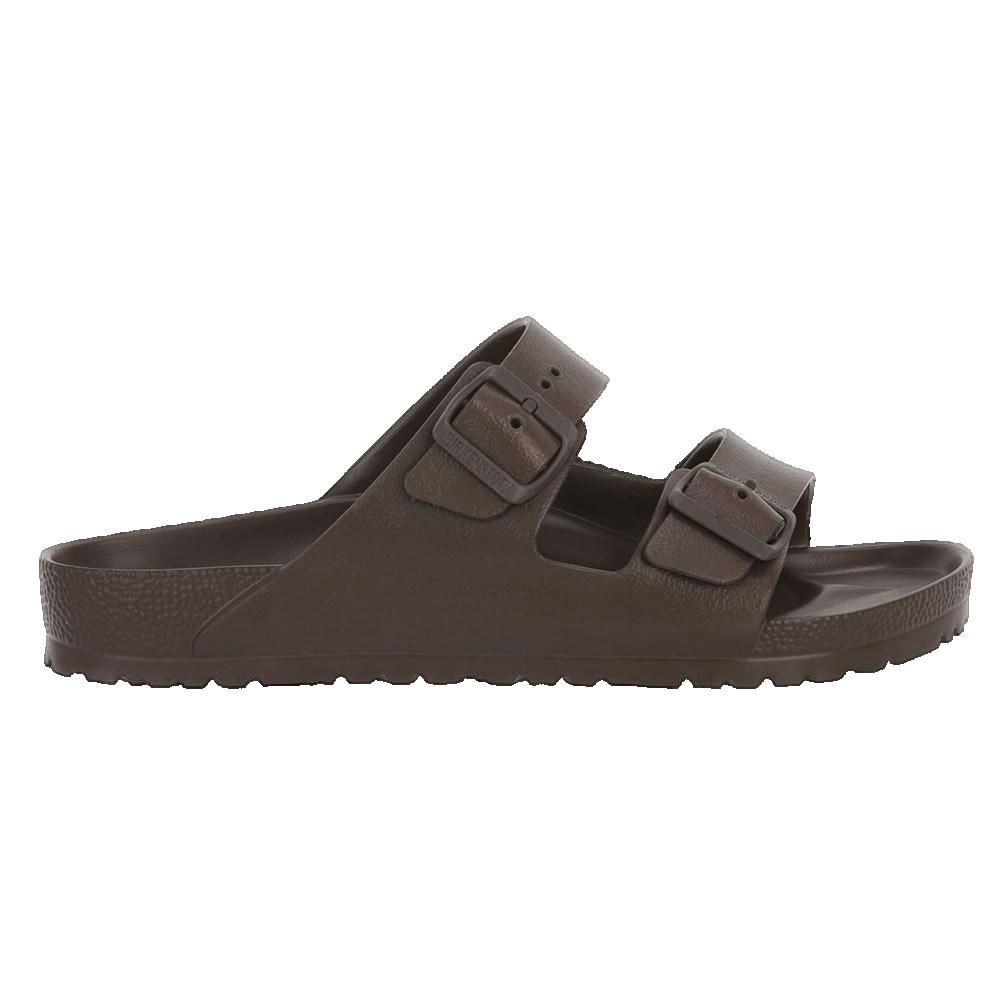 Sandali marroni con due cinturini e fibbie. Suola profilata. Birkenstock.