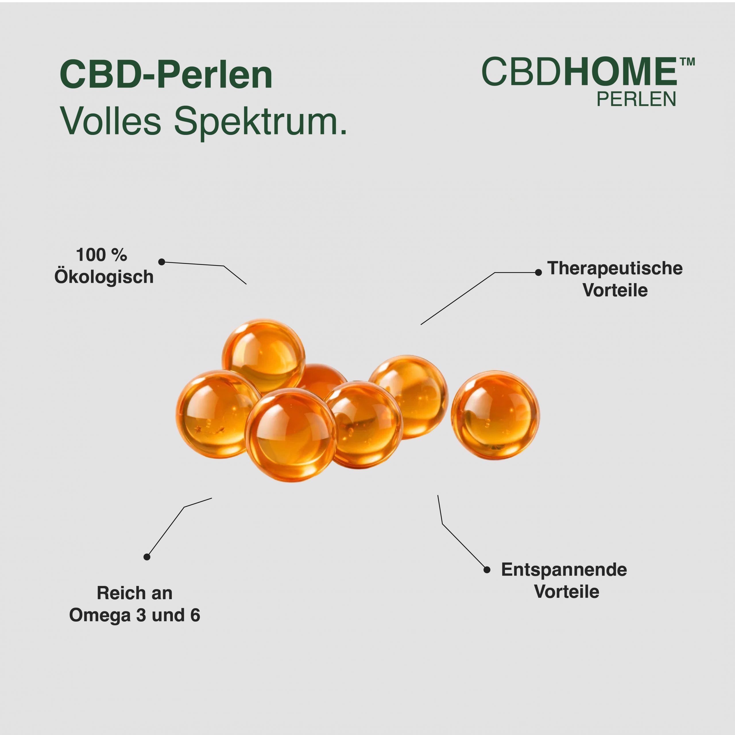 CBD-Perlen Vollspektrum: 100% ökologisch, reich an Omega 3 und 6, mit therapeutischen und entspannenden Vorteilen.