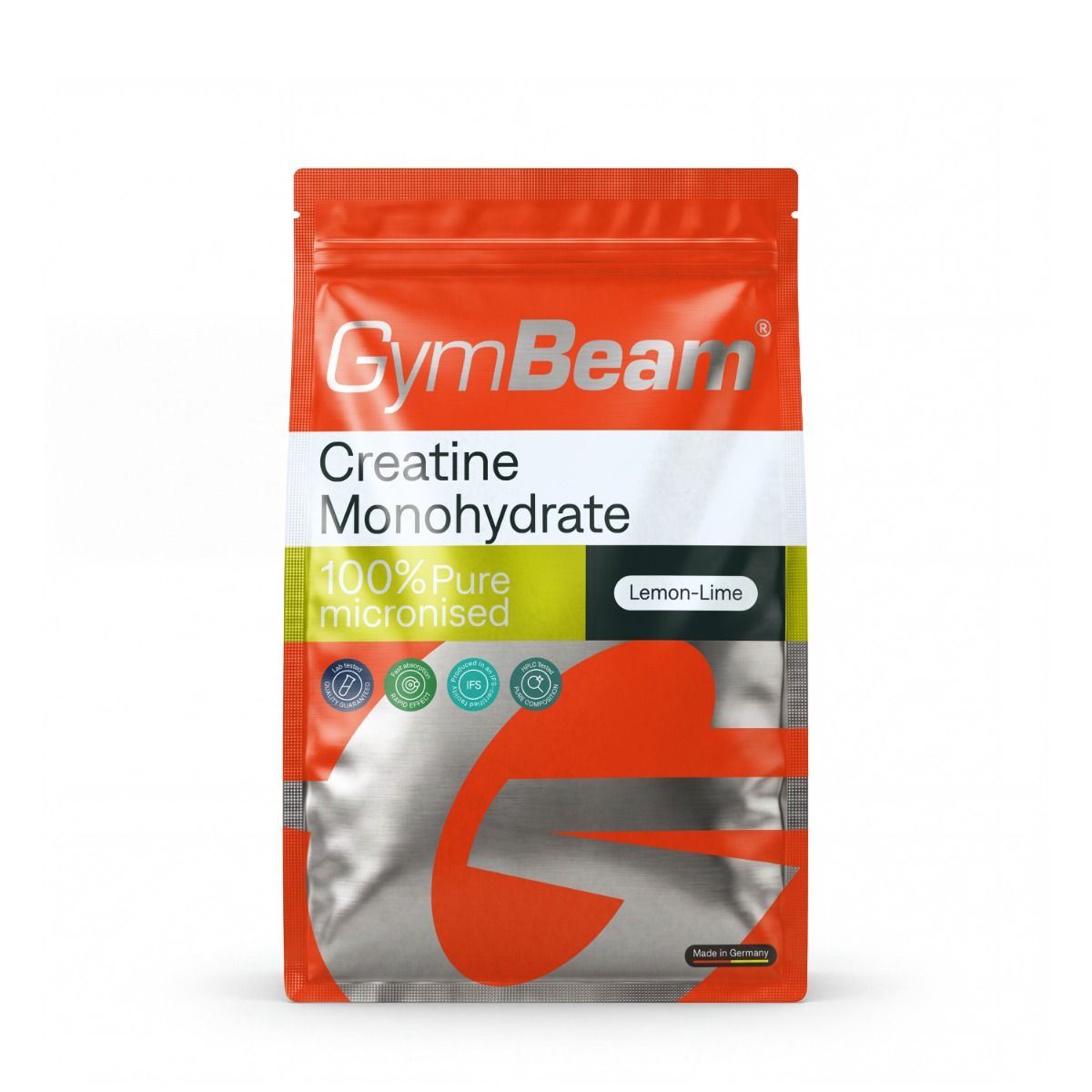 GymBeam Kreatin Monohydrat Pulver in aromatisierter Lemon-Lime-Variante. 100% reines mikronisiertes Pulver.
