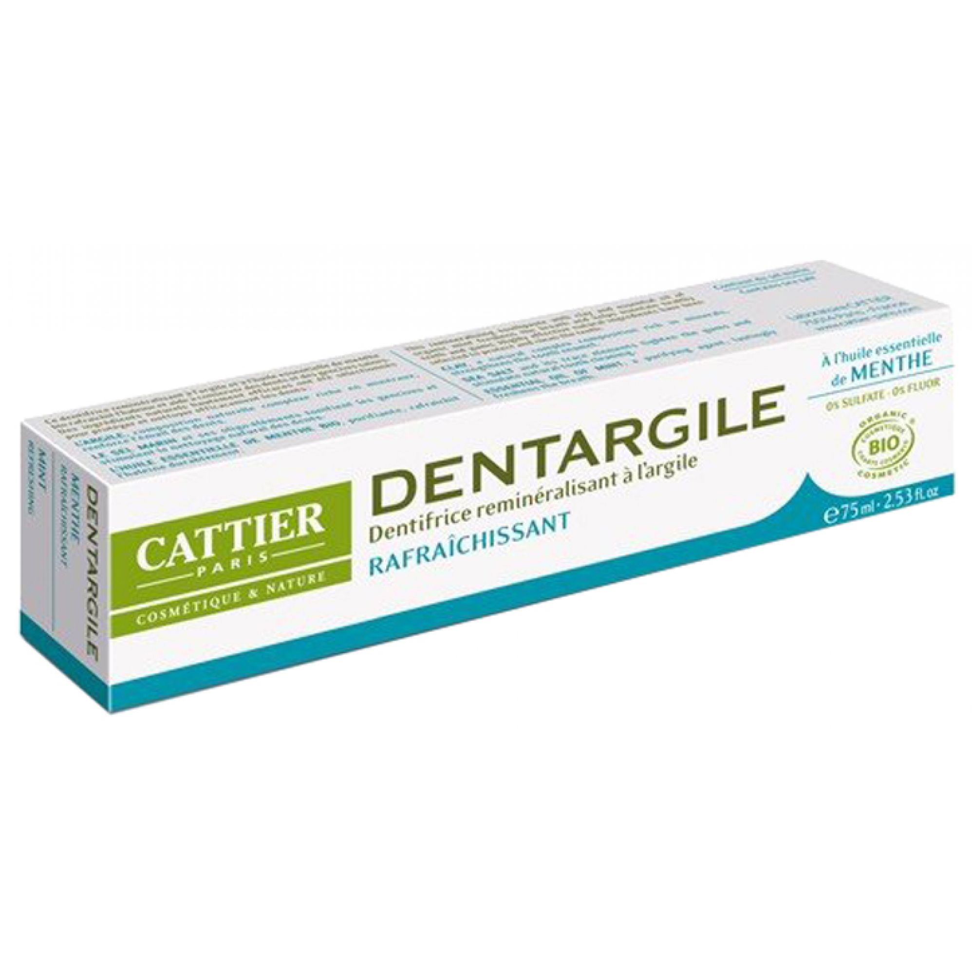 Cattier Dentargile Erfrischende Zahnpasta Bio 17,5x3,1x4,2 cm