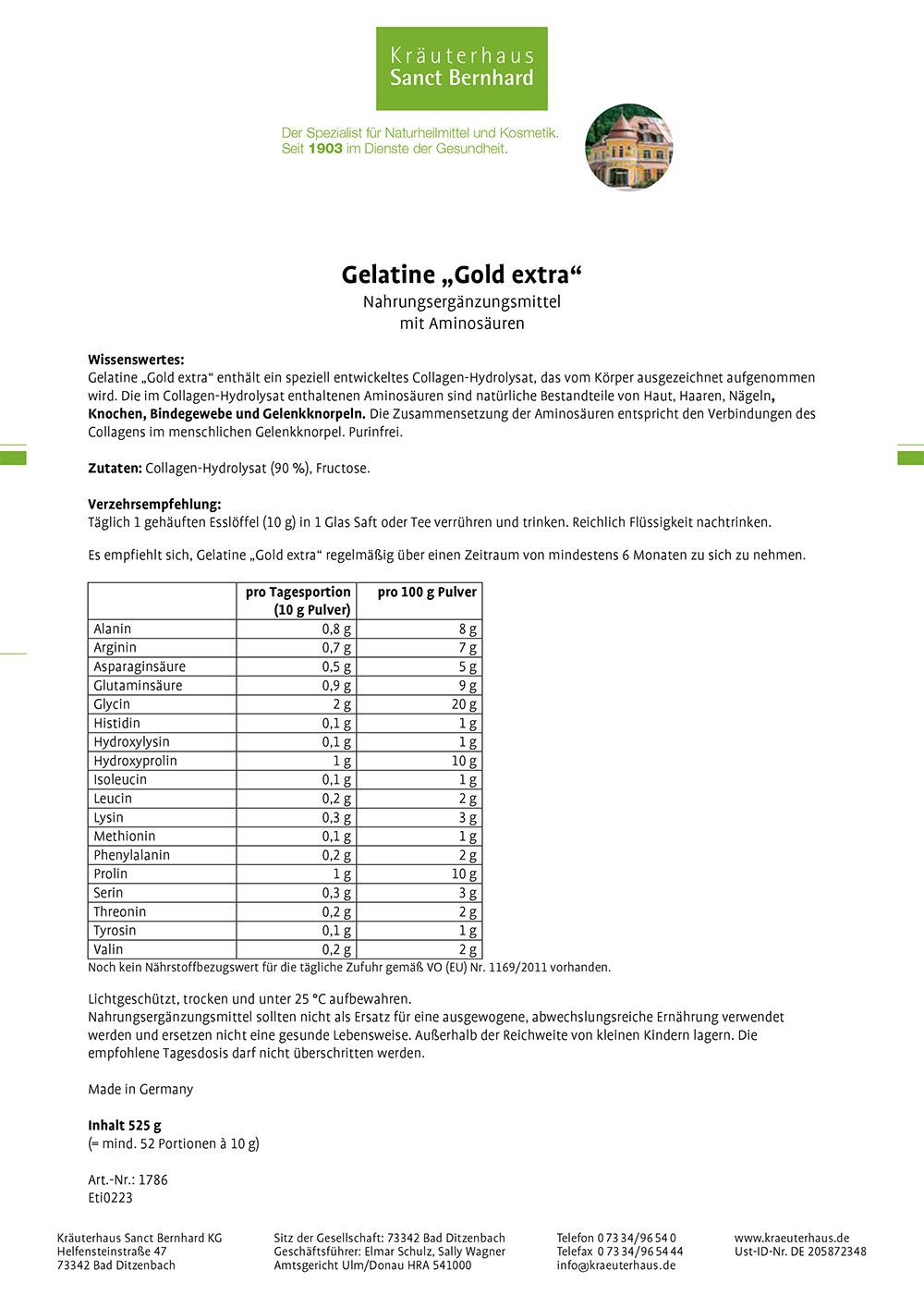 Sanct Bernhard Gelatine Gold extra