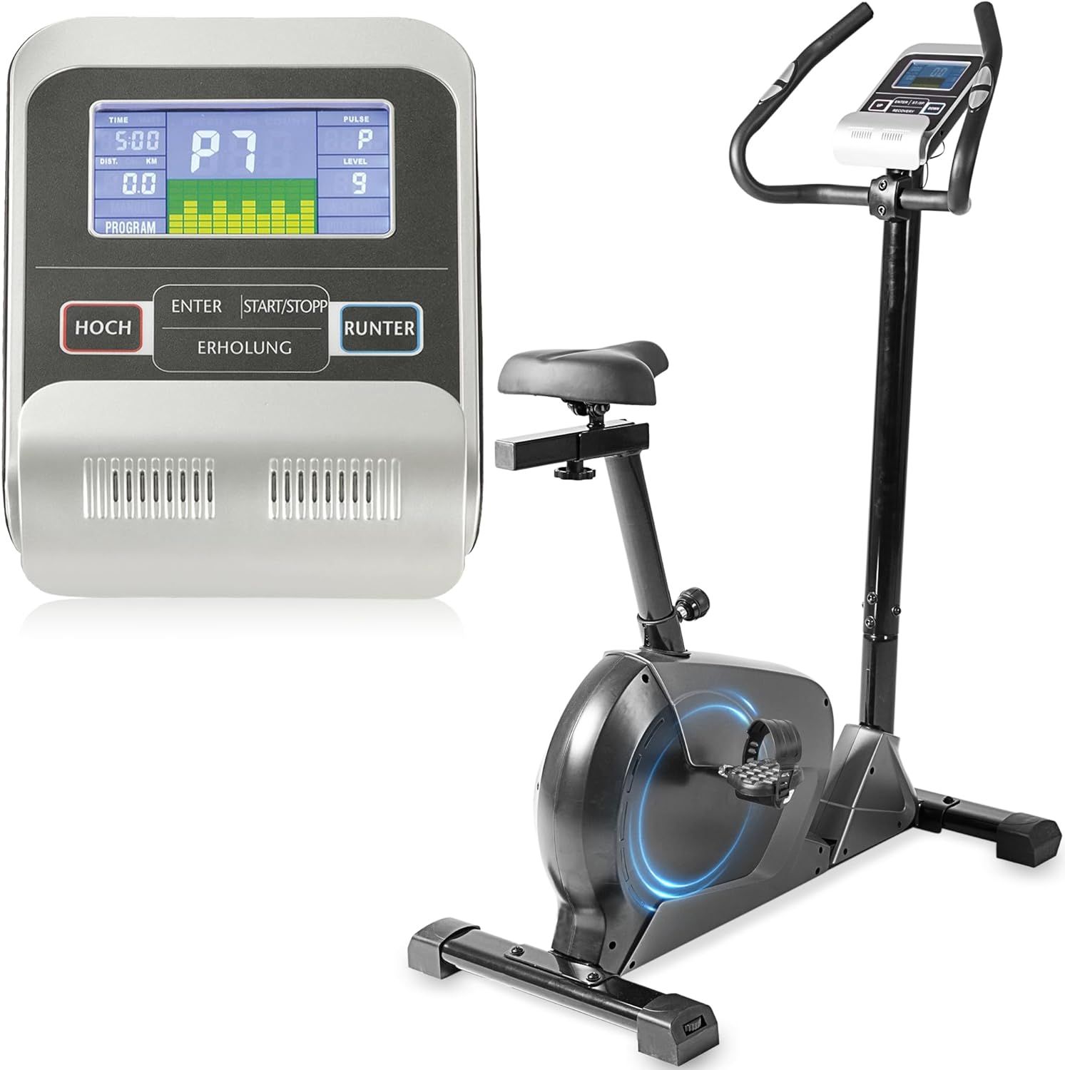 aktivshop Ergometer aktiv Pro 8.0: Fahrrad Heimtrainer, 24 Widerstandsstufen, Watt Leistungsanzeige