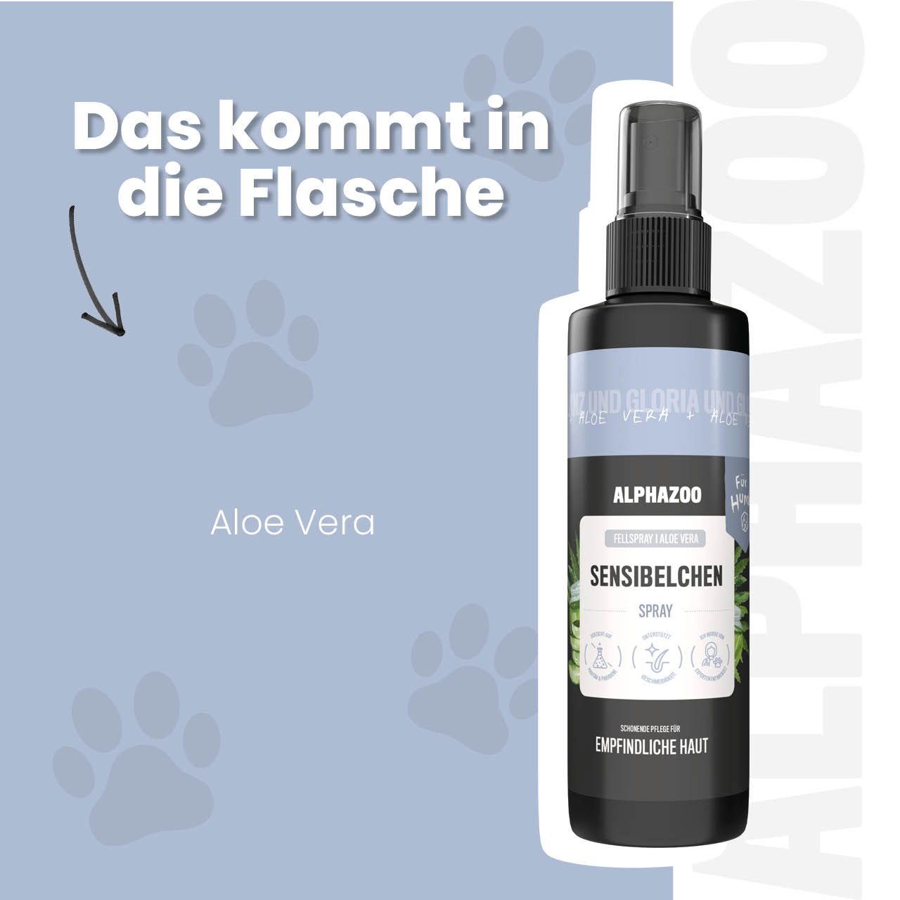 alphazoo Sensibelchen Fellspray für Hunde – Aloe Vera und Jojobaöl