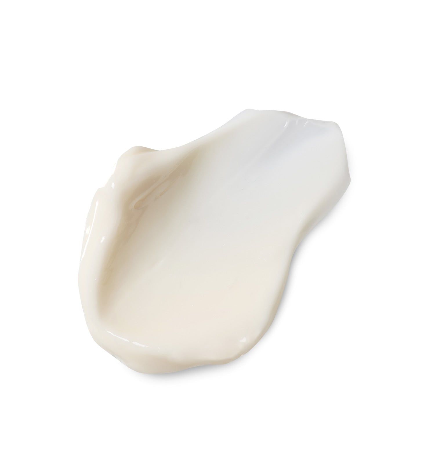 Heller Creme-Klecks auf weißem Hintergrund. Textur sichtbar.