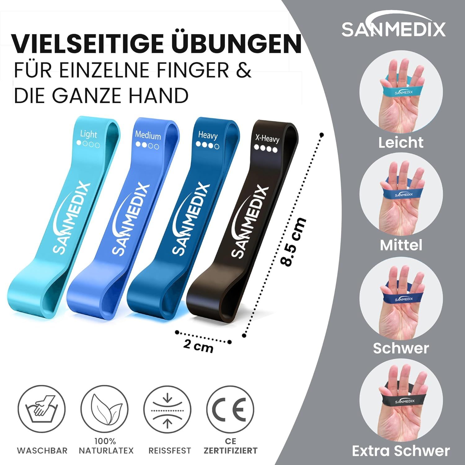 Sanmedix® Handtrainer, Fingertrainer-Set (6-teilig)