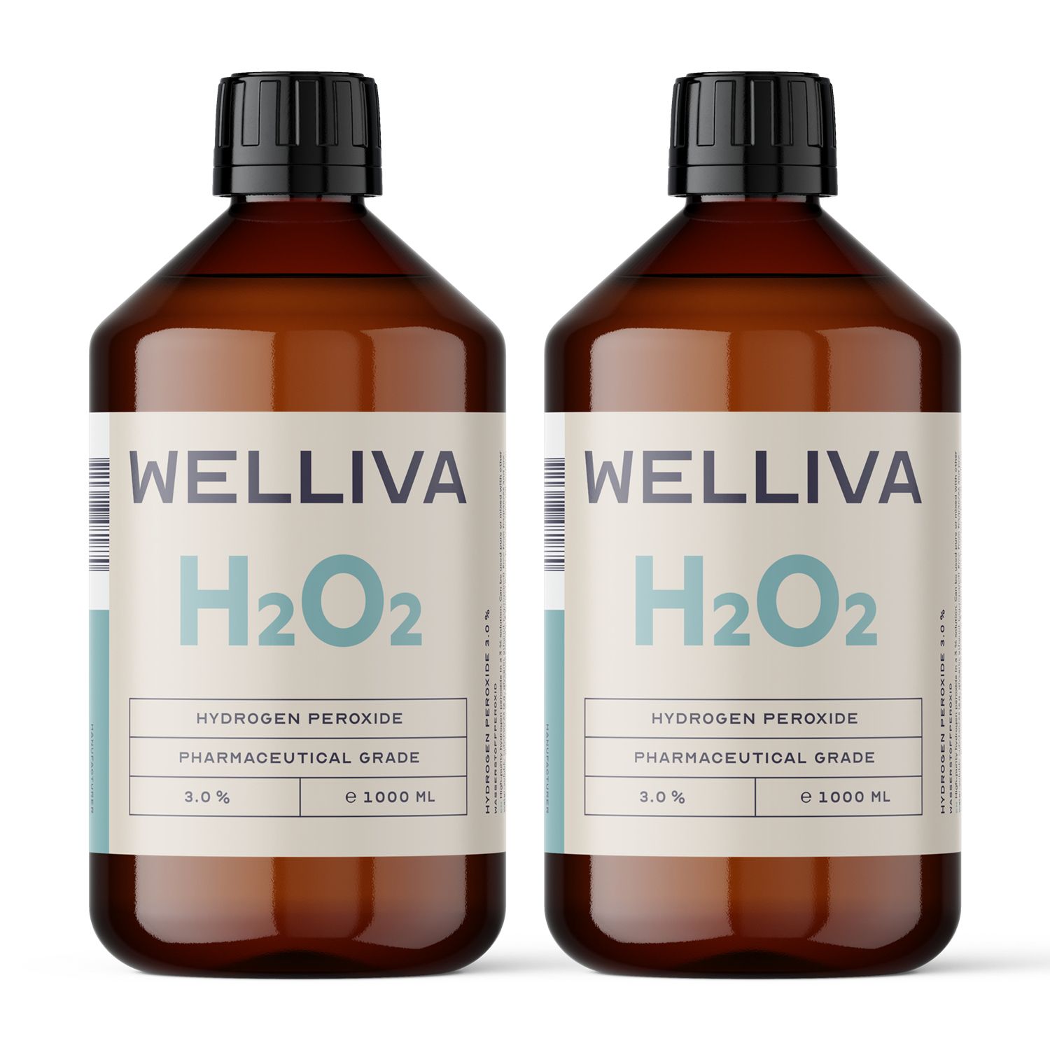 WELLIVA Wasserstoffperoxid 3% 2000 ml in hoher Reinheit