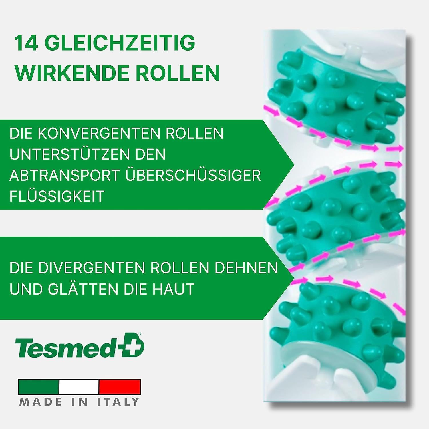 TESMED Cellulite Massagegerät: Hergestellt in Italien, klinisch getestet, patentiert (Grün)