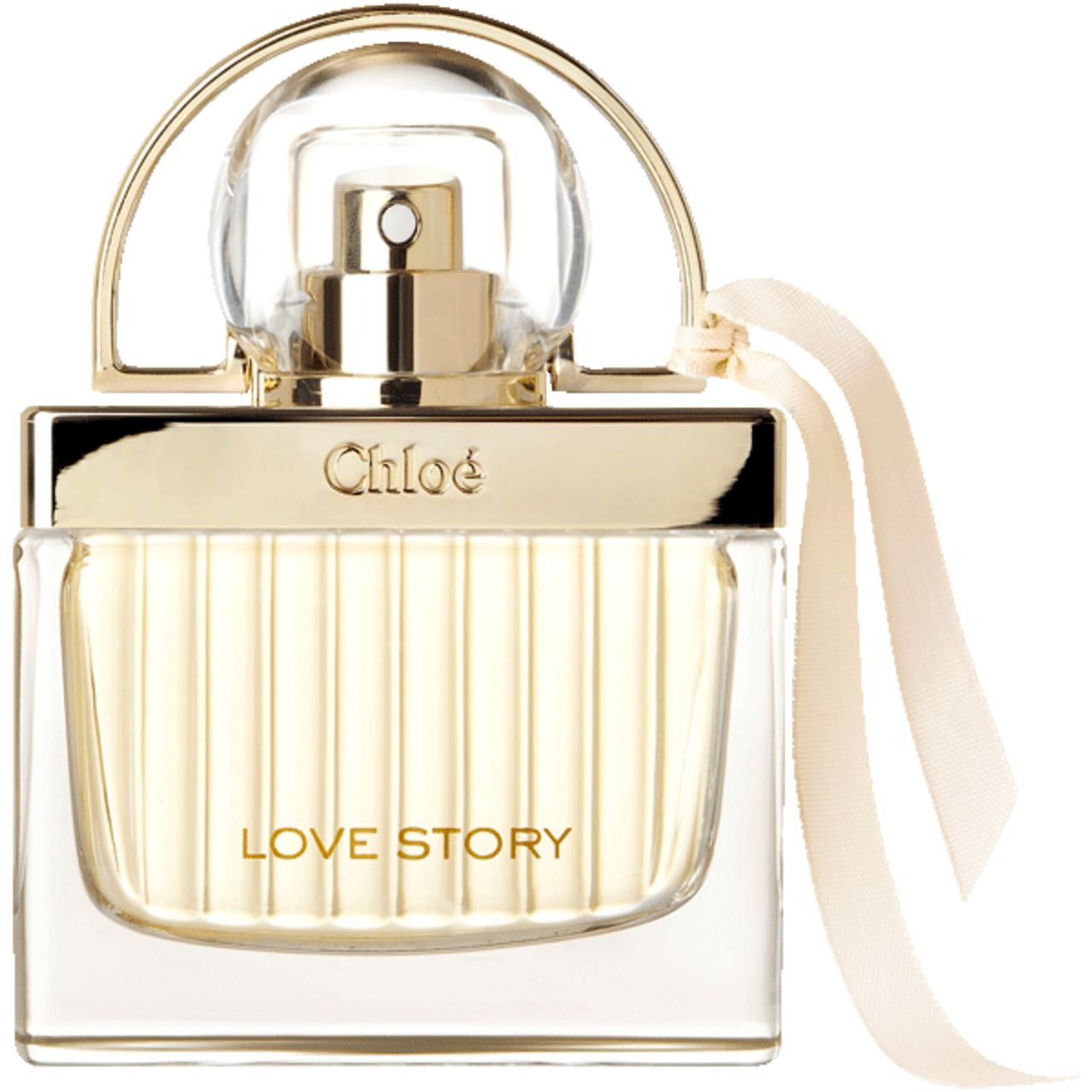 Chloé Love Story Eau de Parfum Flakon mit goldenem Band.