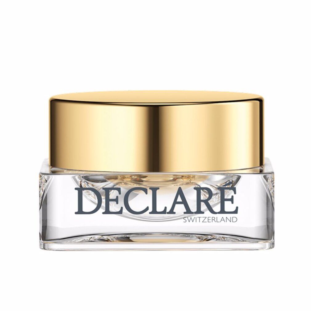 Glasbehälter mit goldenem Deckel. Aufschrift: DECLARE SWITZERLAND.