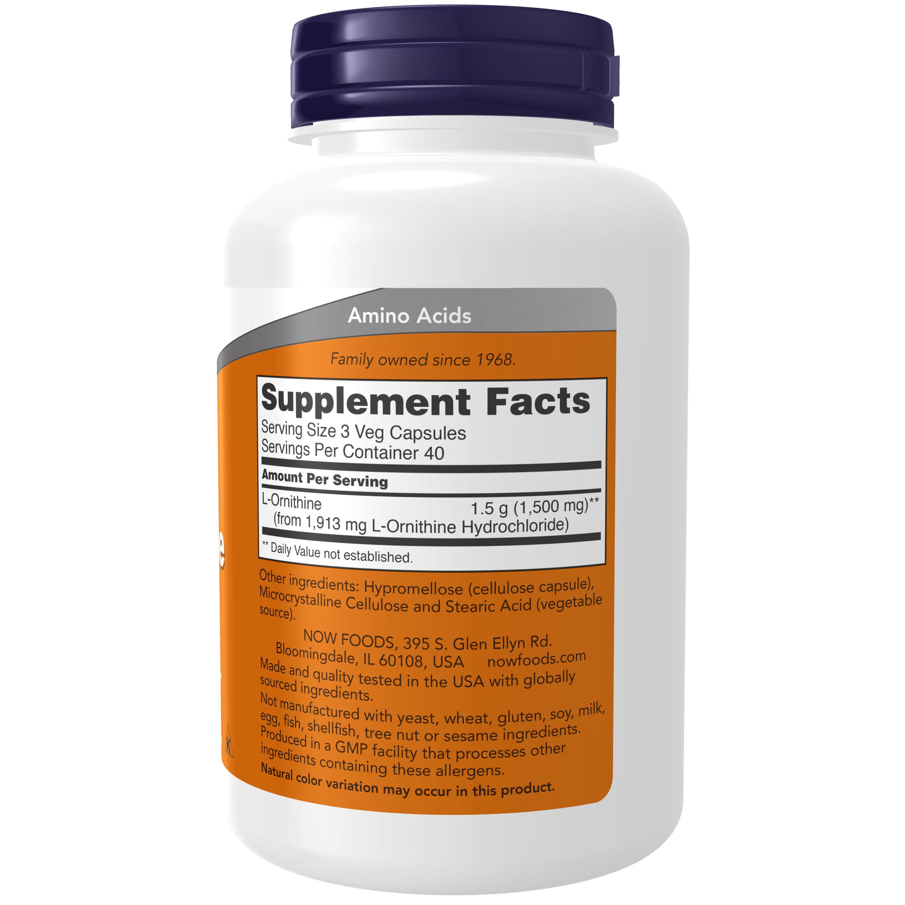 Flasche mit L-Glutamin-Kapseln. Enthält 500 mg L-Glutamin pro Portion. Hergestellt von NOW FOODS.
