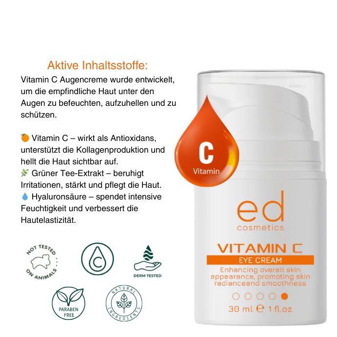ED COSMETICS Vitamin C Augenpflege – Aufhellung, ANTI-AGING & Schutz EYE CONTOUR CREAM