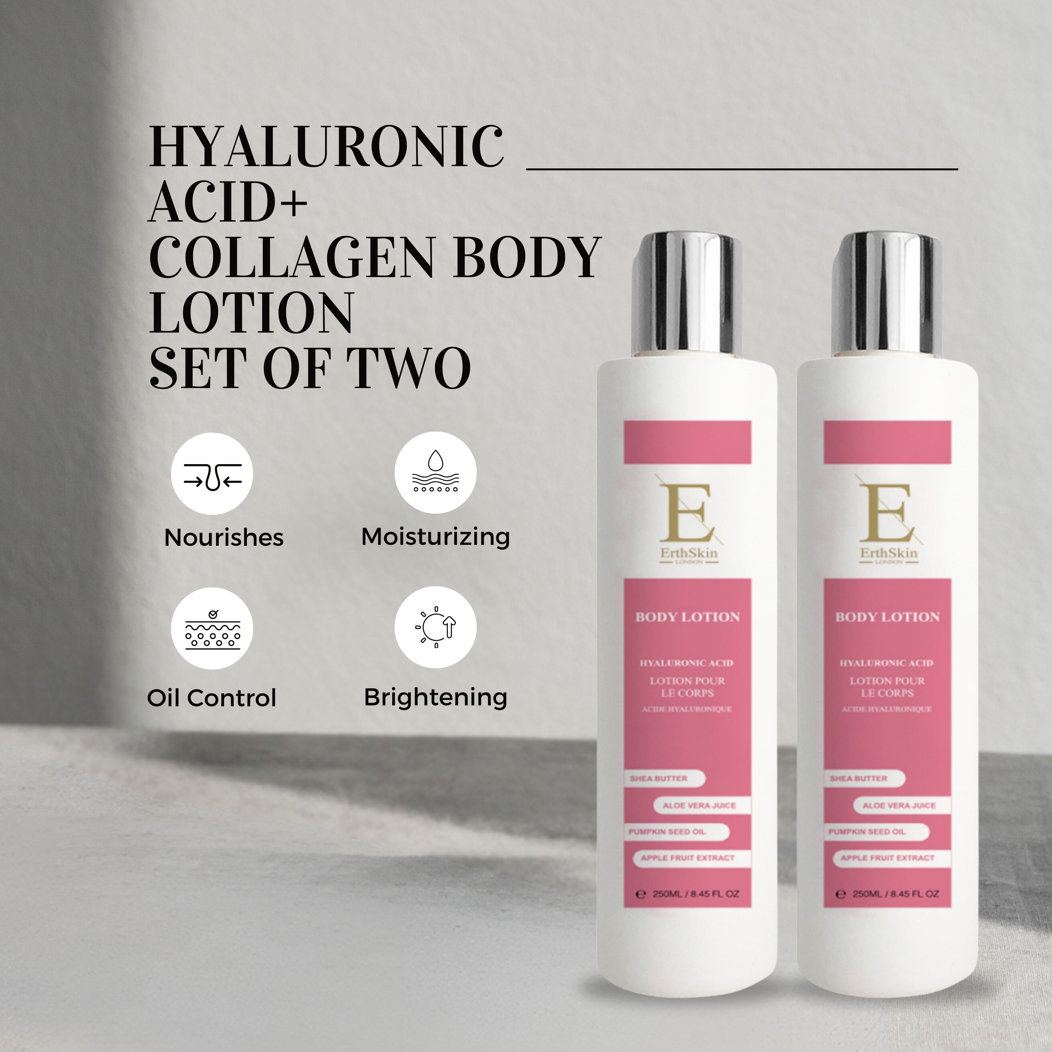 ErthSkin London  Hyaluronsäure + Kollagen Körperlotion set