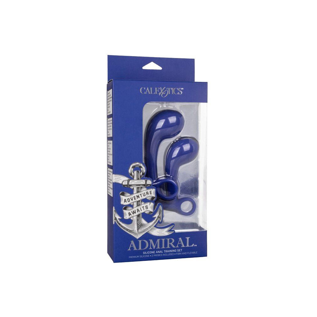Verpackung von CalExotics Admiral Anal Training Set. Blaue Box mit Produktabbildung.