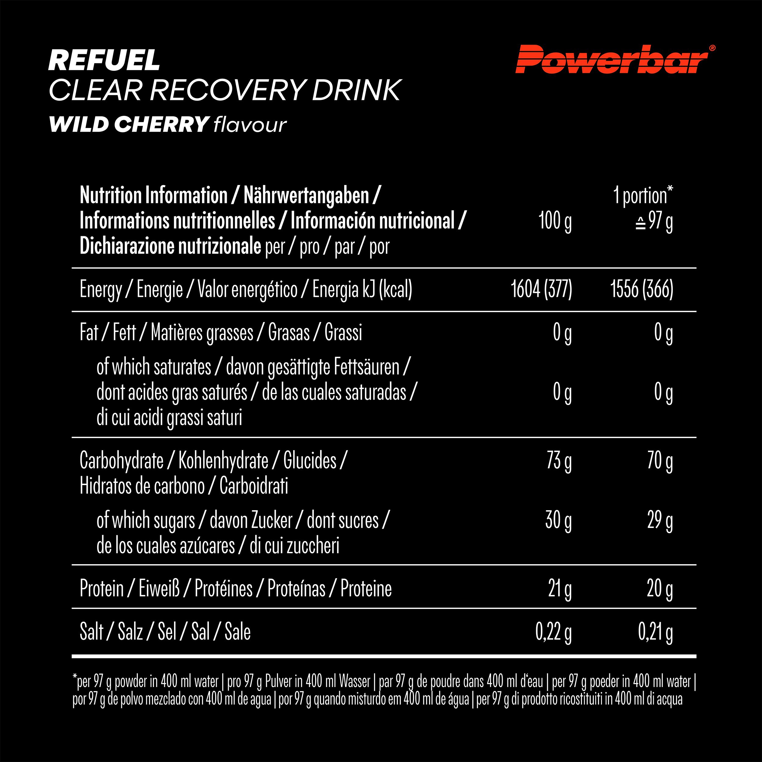 POWERBAR Clear Recovery Drink Black Line Wild Cherry Regeneration Refuel