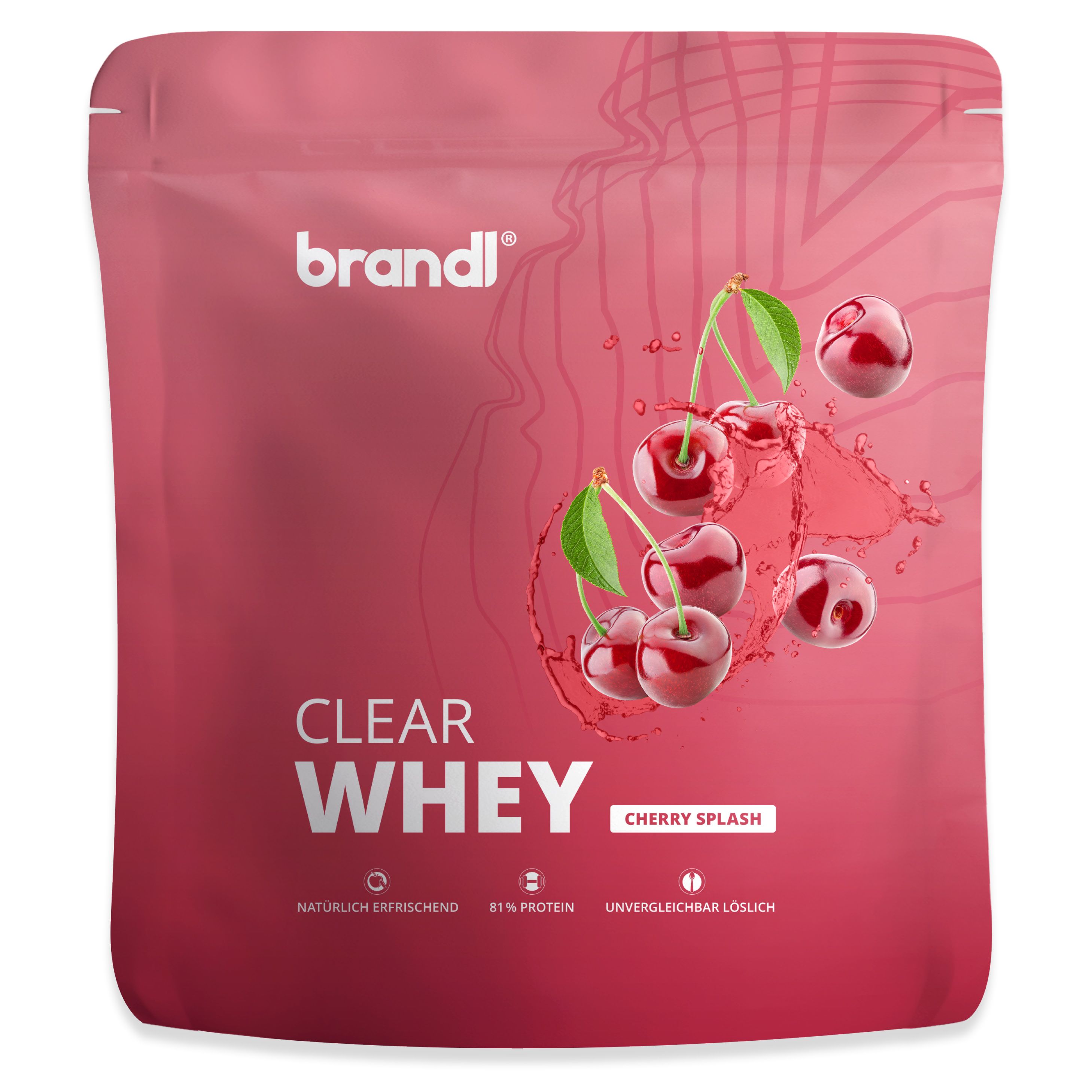 brandl® Clear Whey Isolate - Protein Drink mit natürlichem Geschmack - Cherry Splash