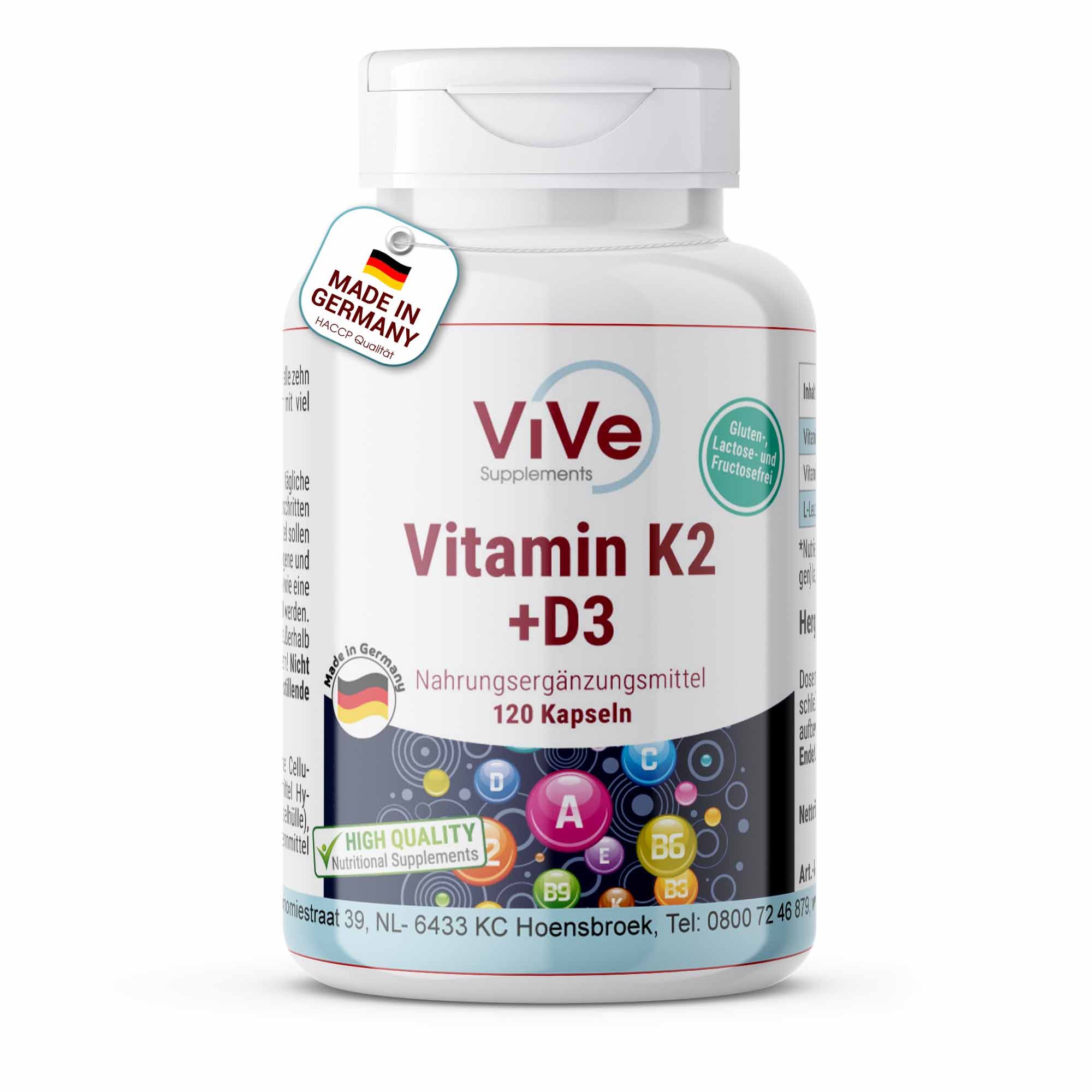 Vive Supplements | Vitamin K2 + D3 - Schluckfreundlich 120 St