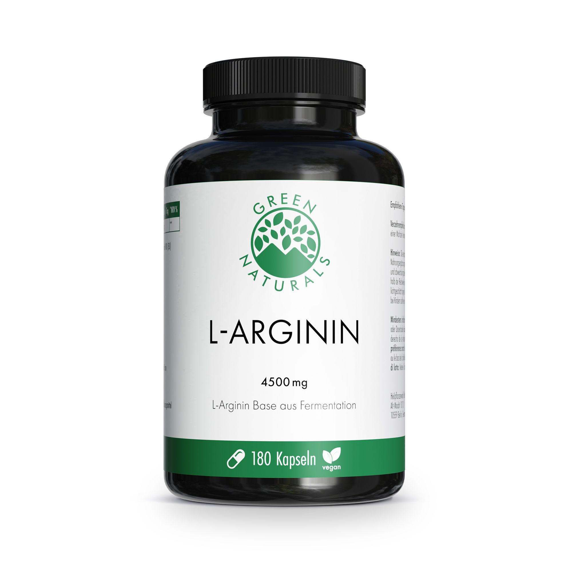 Green Naturals L-Arginin Base 4500 mg vegan Kaps. 180 St Kapseln