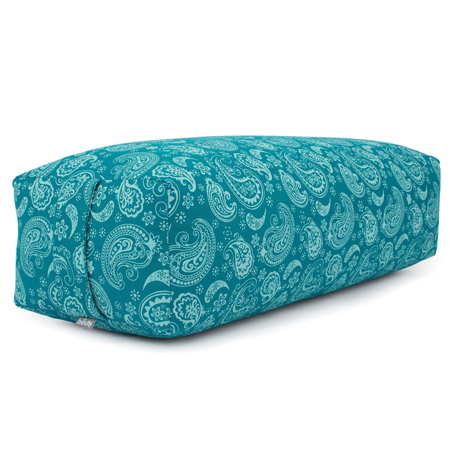 Maharaja Salamba (rechteckig) Yoga-Bolster 'Paisley', petrol, Dinkel Bezug abnehmbar 1 St