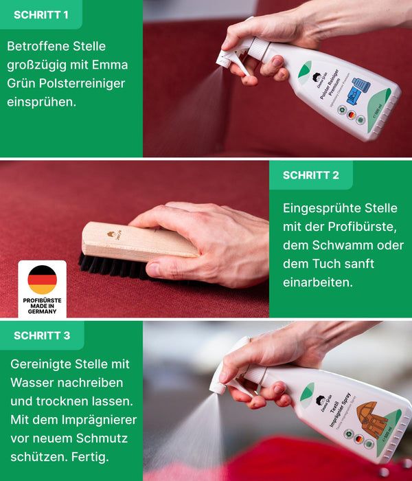 Emma Grün® Sofa reinigen Set mit Polsterreiniger & Imprägnierer