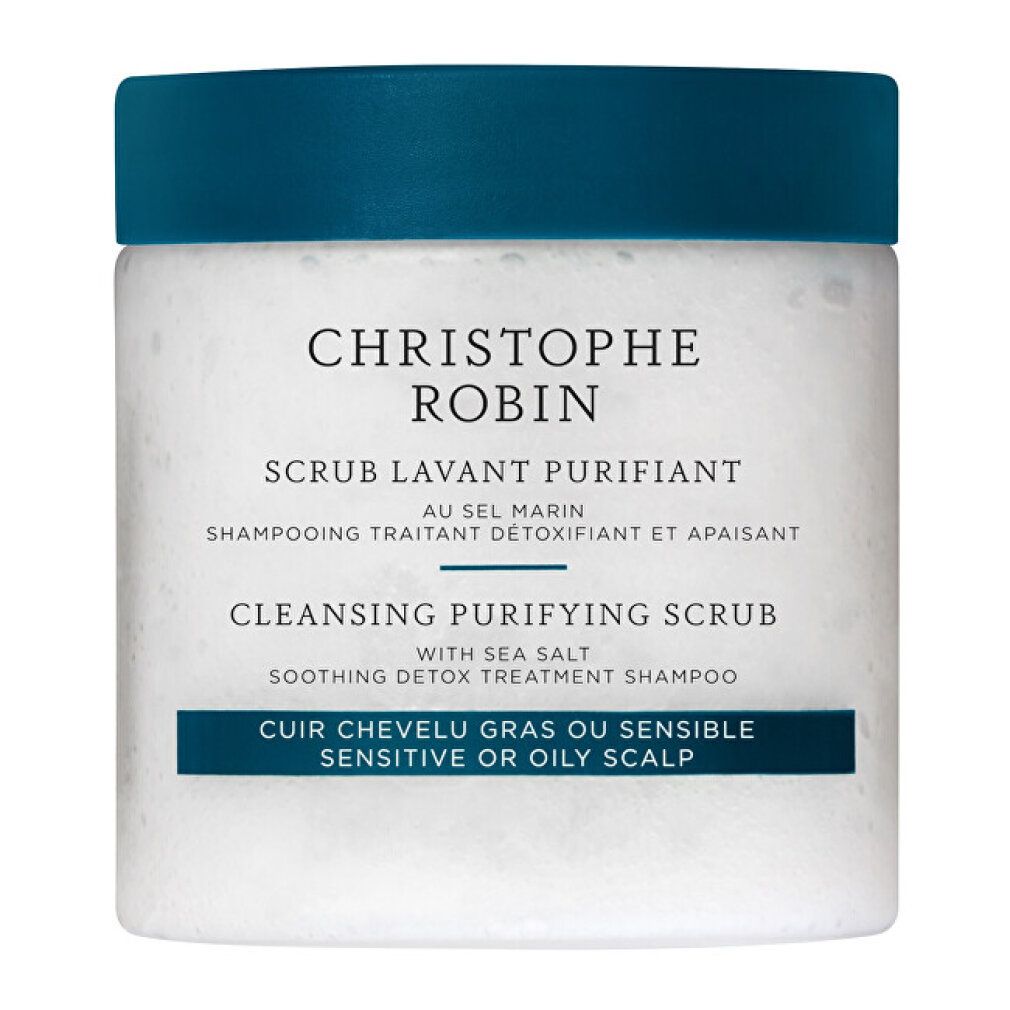 Christophe Robin Cleansing Purifying Scrub mit Meersalz für empfindliche oder ölige Kopfhaut.