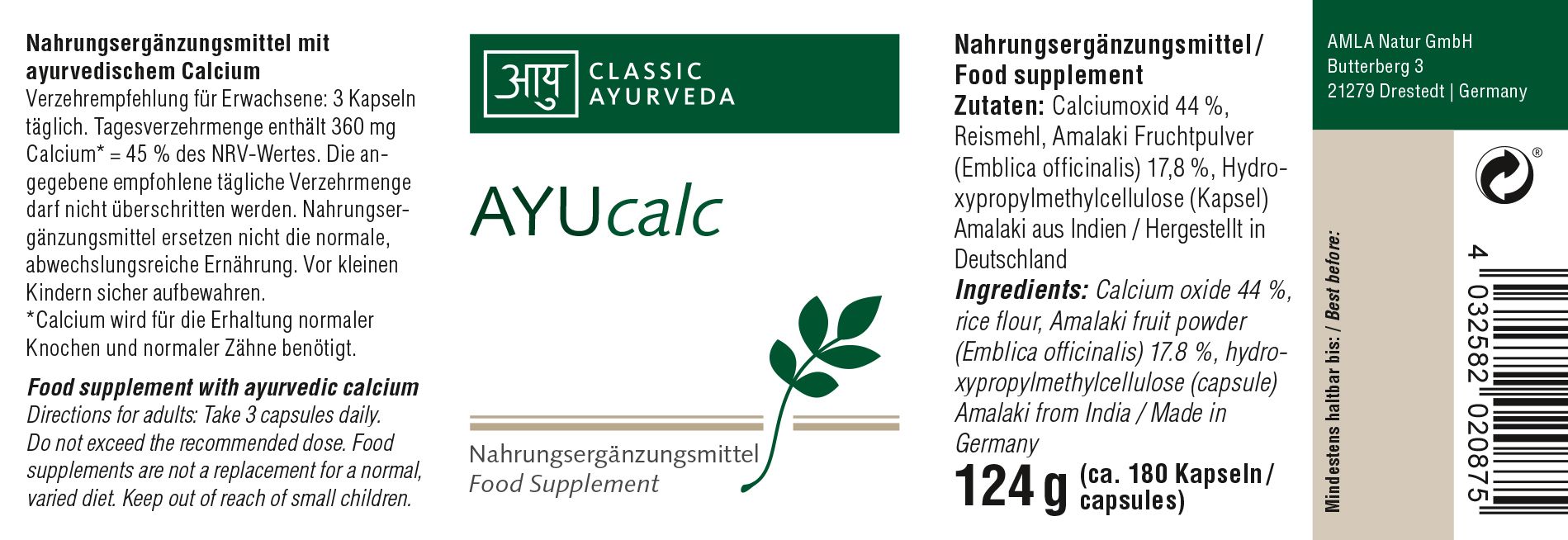 Classic Ayurveda - AYUcalc 124 g