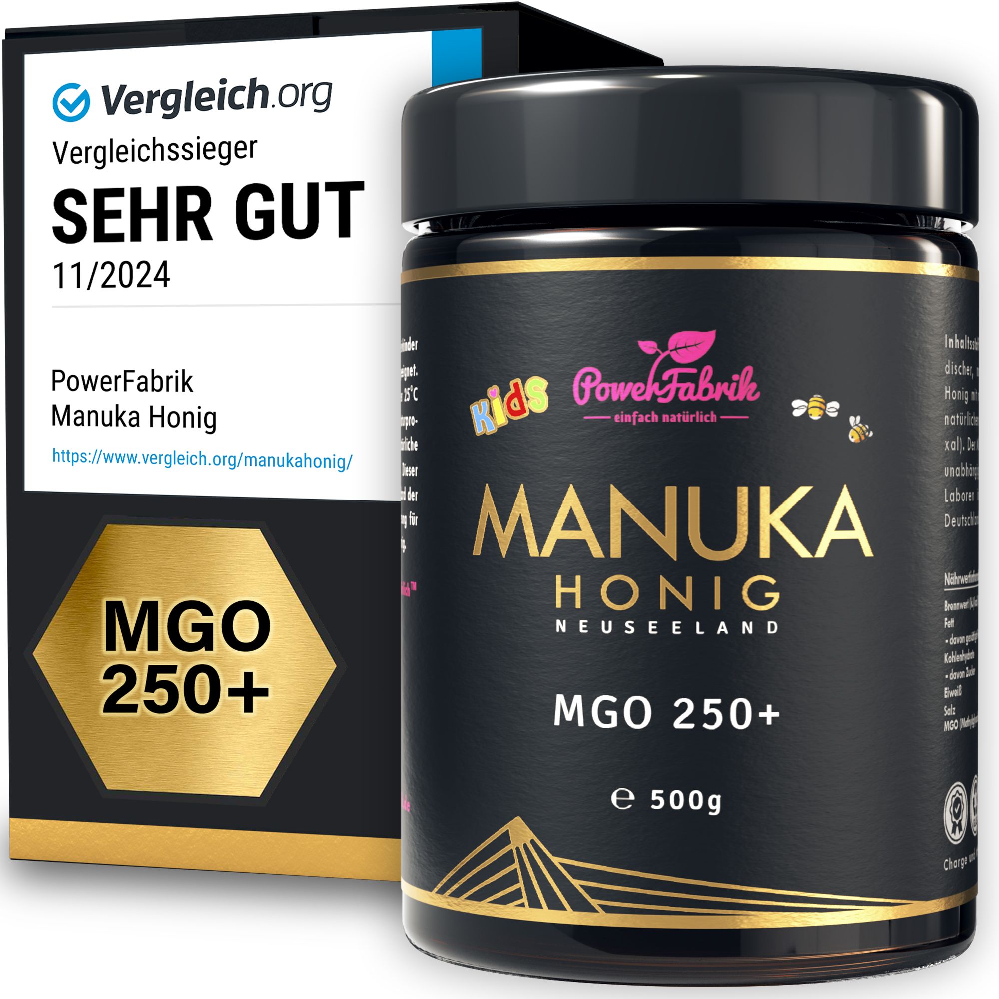 PowerFabrik Manuka Honig für Kinder, MGO 250+