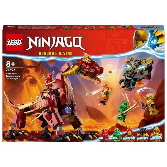 LEGO NINJAGO 71793 Dragone di Lava Transformer Heatwave, Serie Dragons Rising con Drago Giocattolo