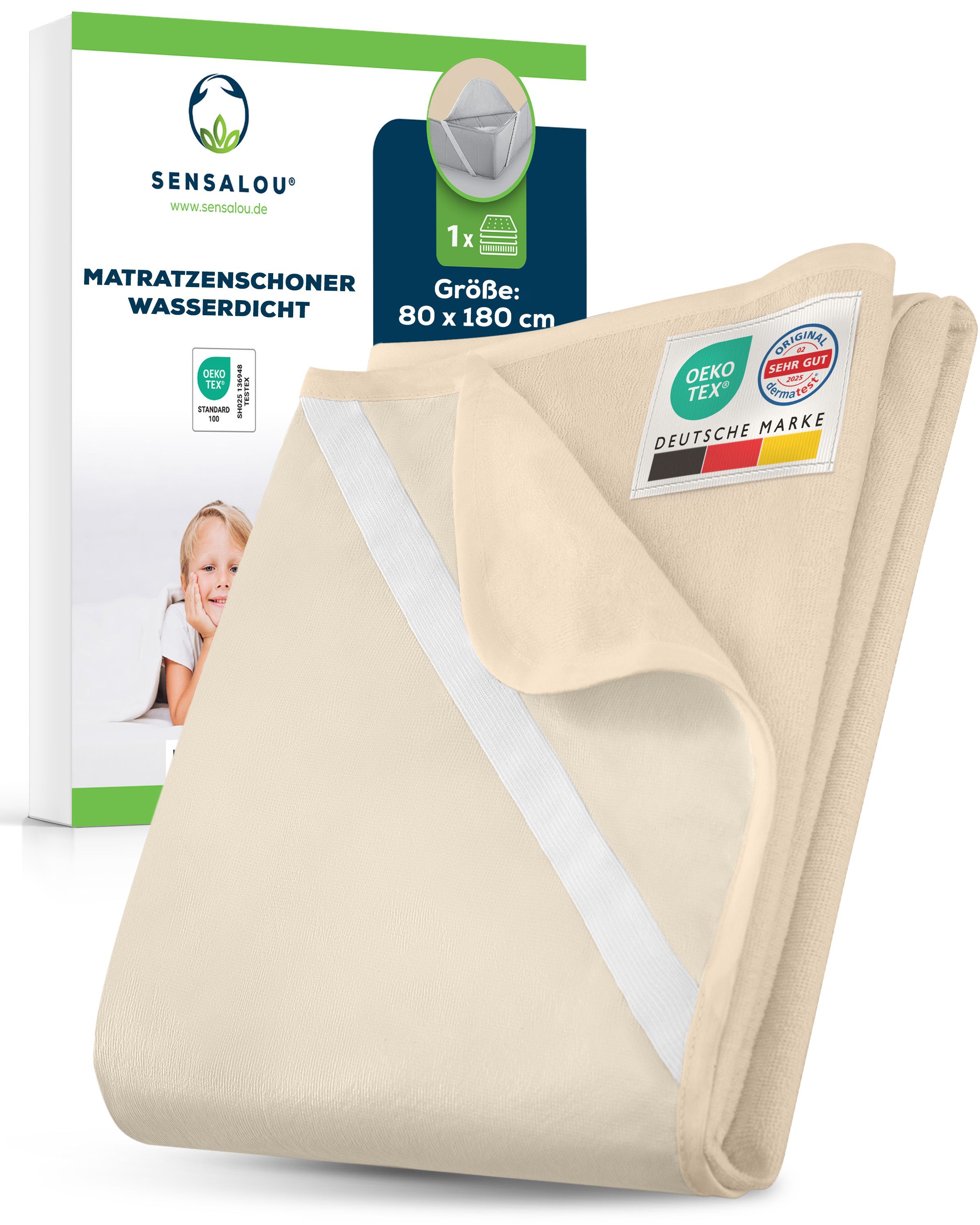 Sensalou Matratzenschoner 80 x 180 cm - Beige