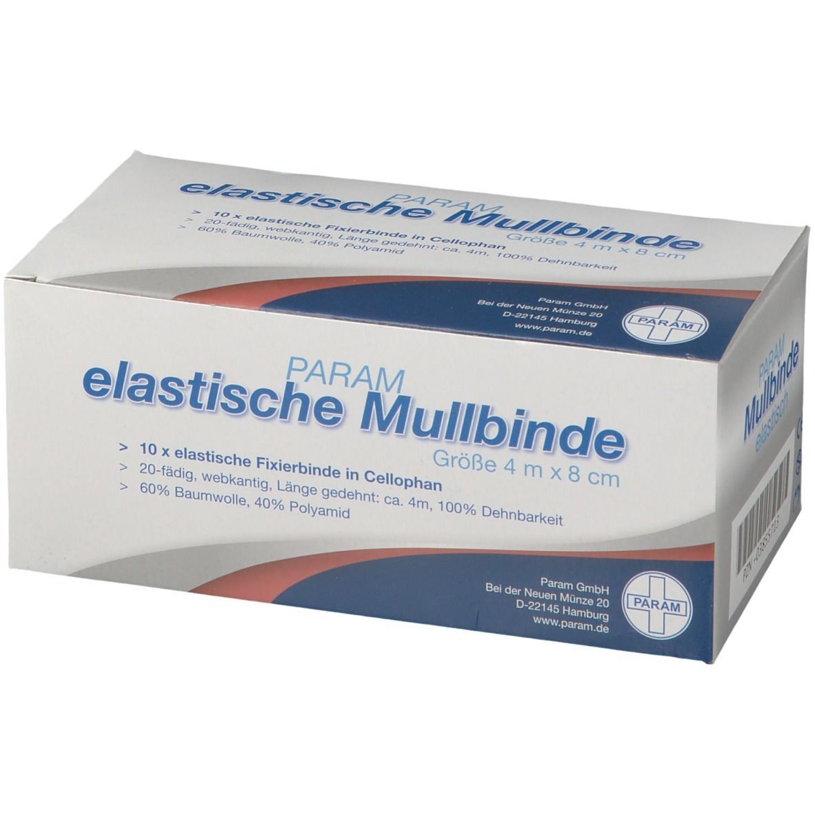 PARAM Elastische Mullbinden in Cellophan 4 m x 8 cm