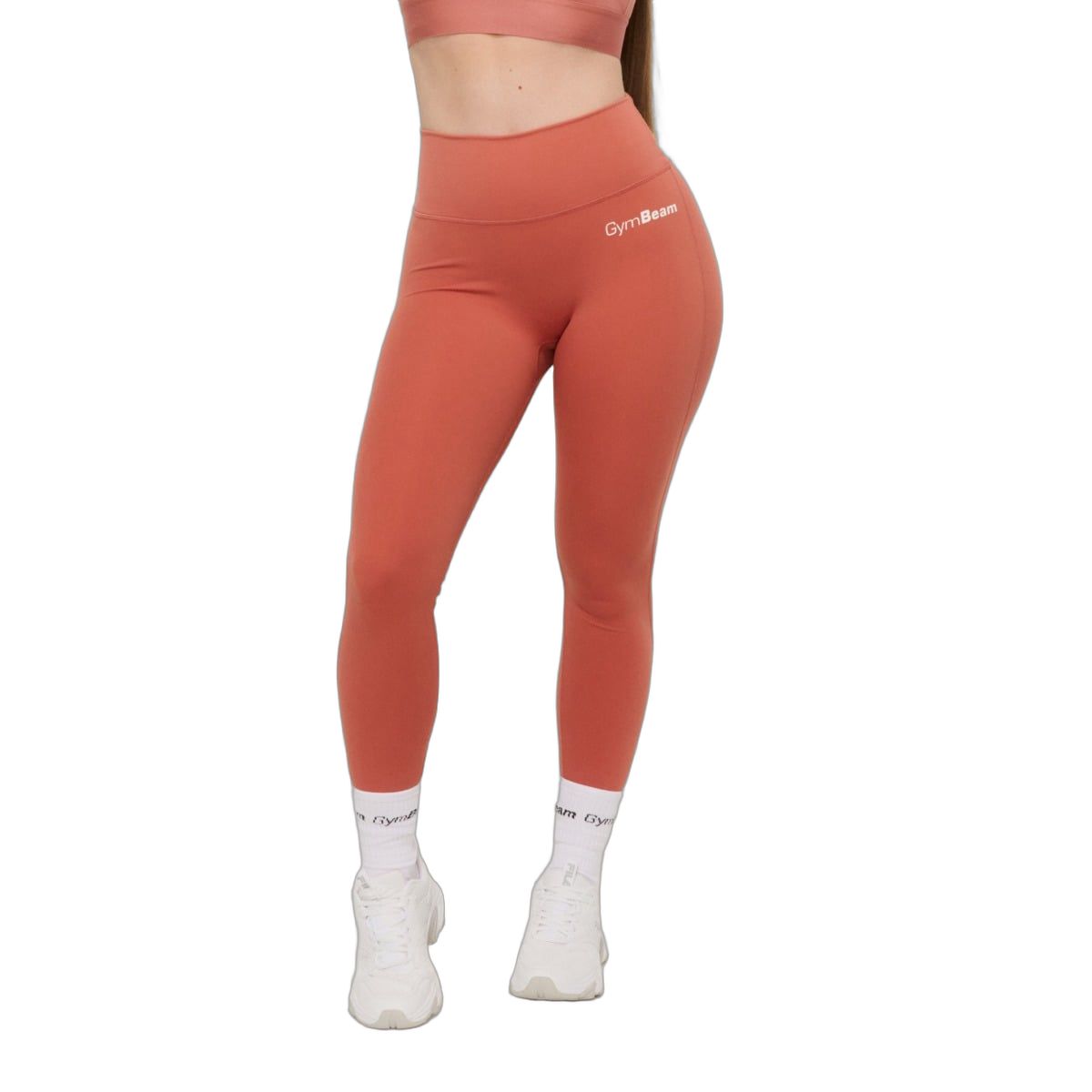 GymBeam Leggings Damen High-Waist lange Hose ohne Taschen in Zimt